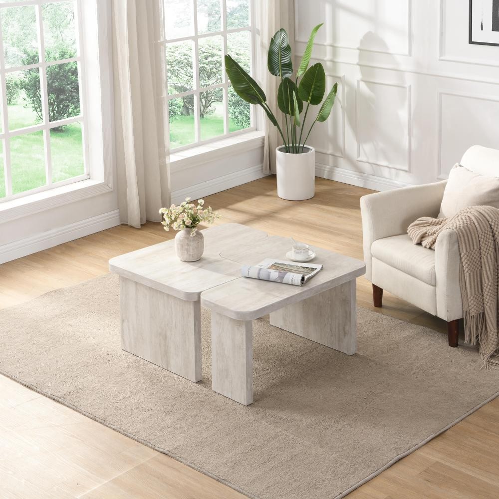 Coffee Table Detachable Impact-Resistant Rounded Corners Design
