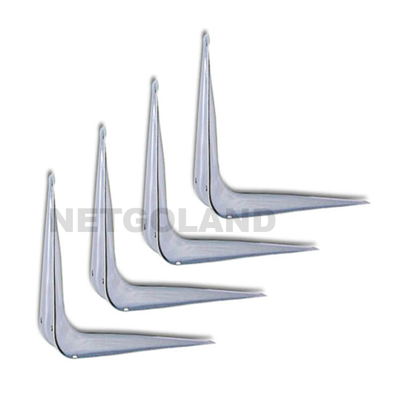 4 X White Enamel Shelf Brackets Angled Metal Shelving Support Arms – 3″ x 4″ NGL
