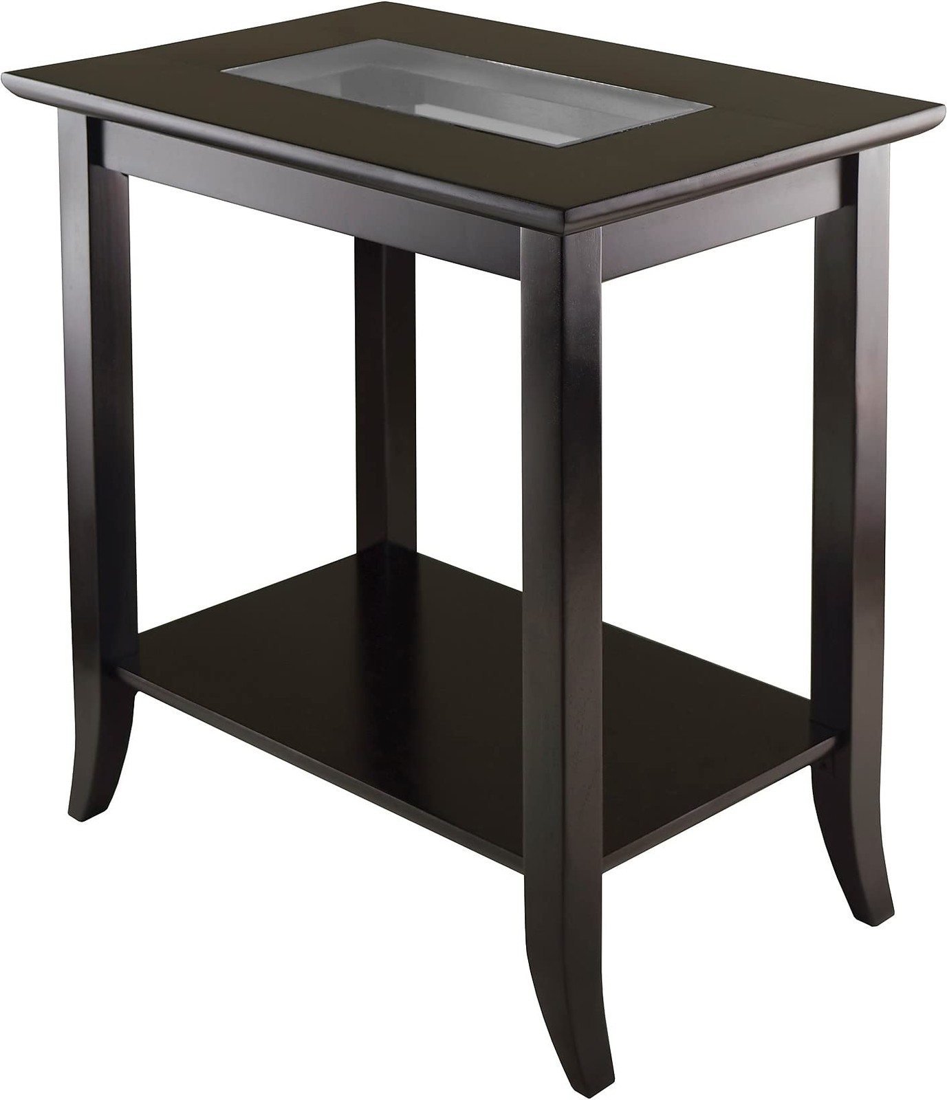 Genoa 25.04 x 23.94 x 16.3-Inch Composite Wood End Table with Glass Top, Dark…