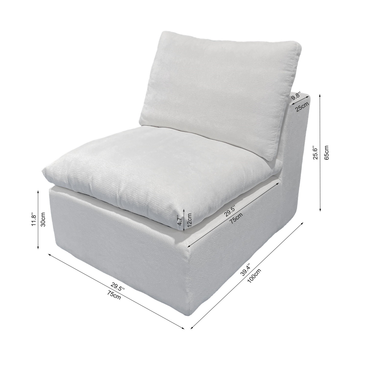 No Assembly Required Oversized Deep Seat Armless Fabric Modular Sectional Sofa