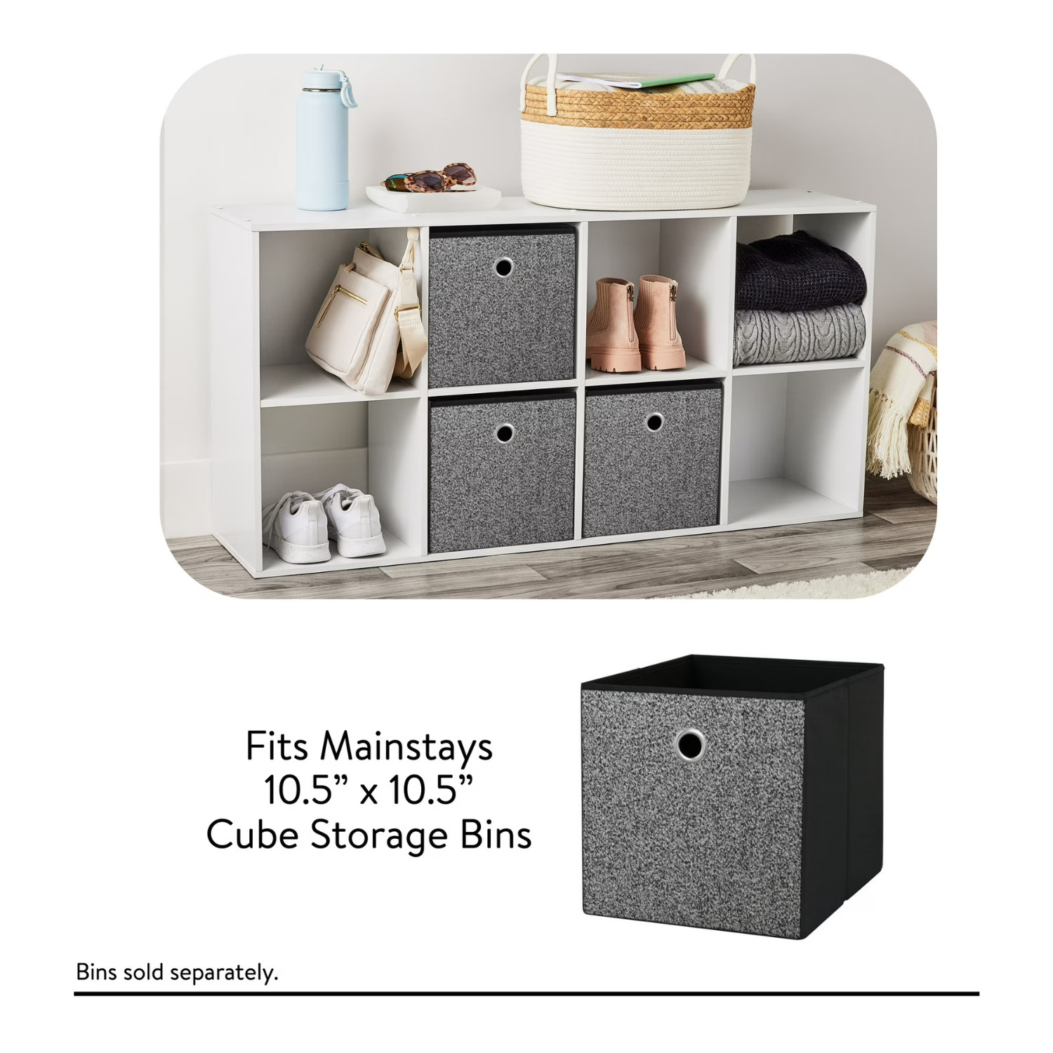 Mainstays 8-Cube Storage Organizer, 11.8″ Shelves, Bookcase, Wood Display