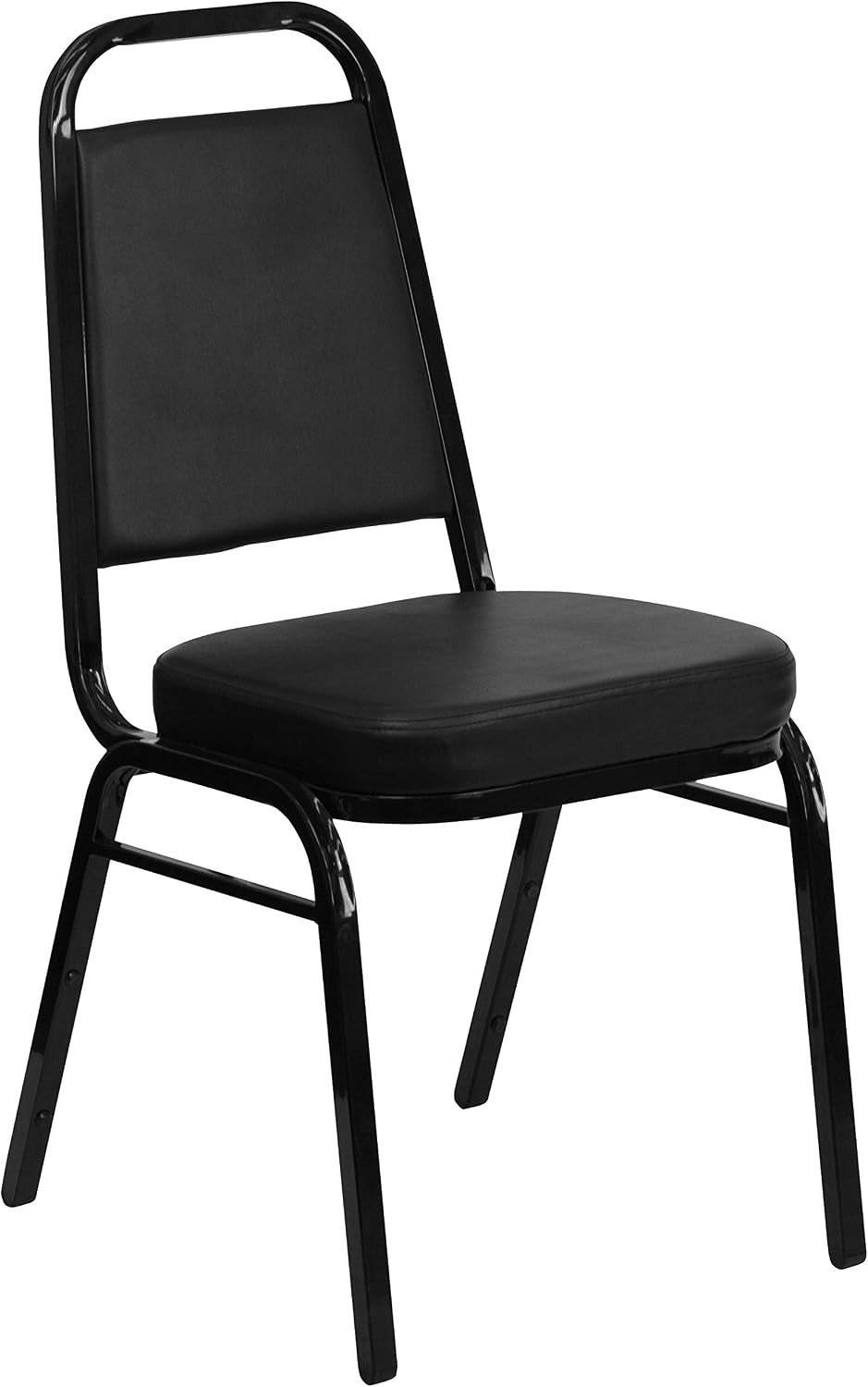 Hercules Trapezoidal Back Stackable Banquet Chair Black Black Fabric Black Frame