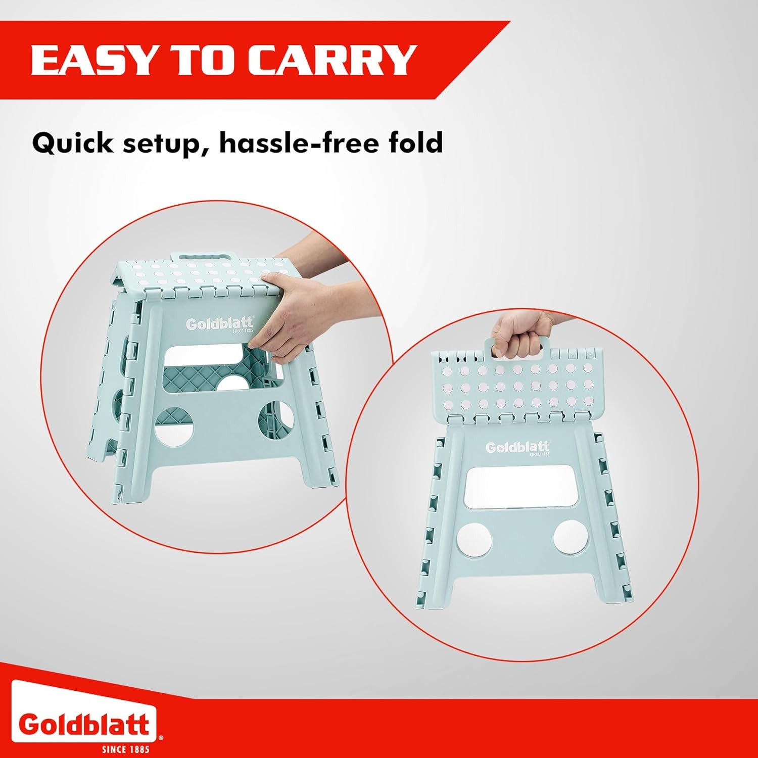 Goldblatt 2PC 12.5″ Folding Step Stool Heavy Duty Plastic Stool 300 lbs Capacity