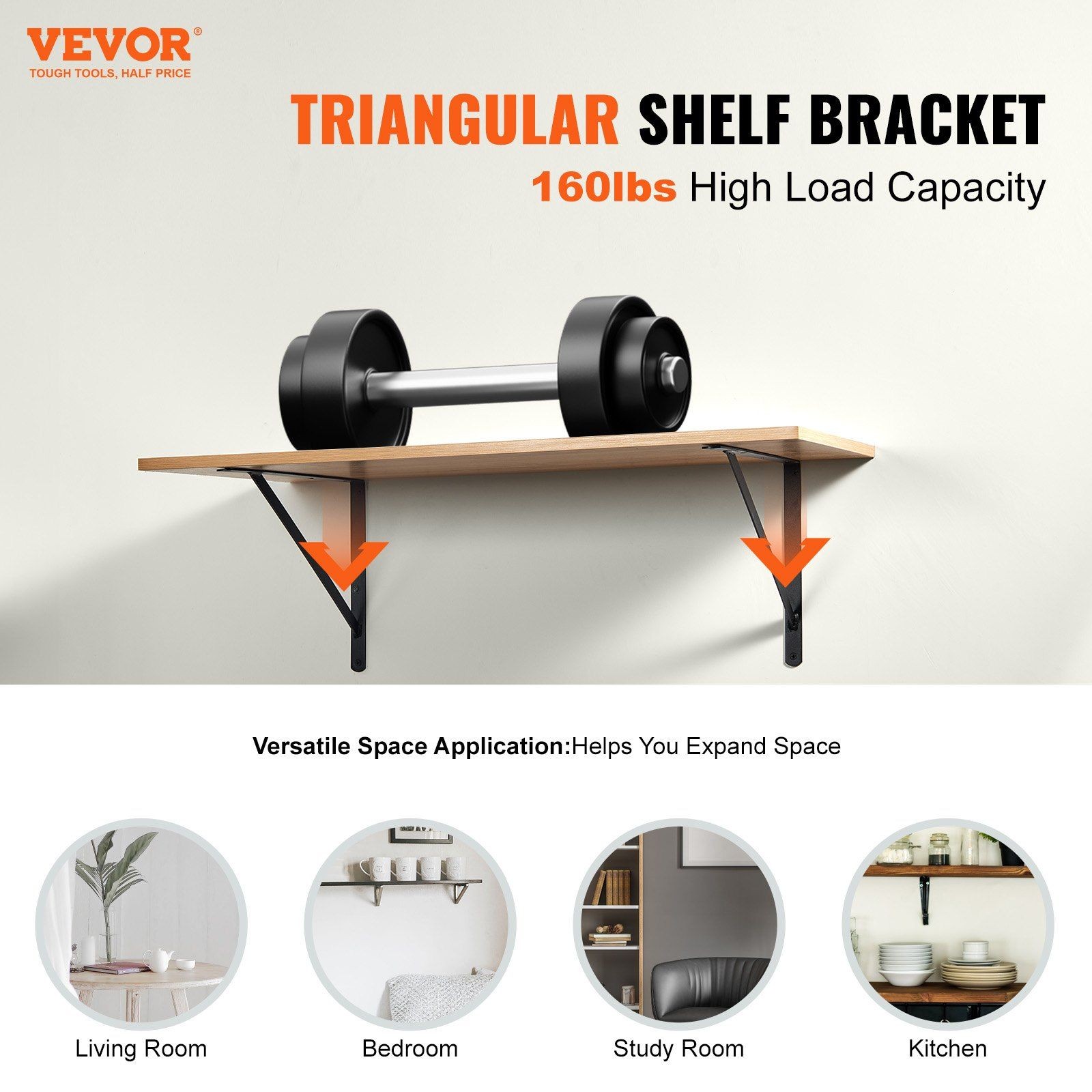 Steel Floating Support 18x12in Bracket 160lb 12Pcs Matte Black Mount Style