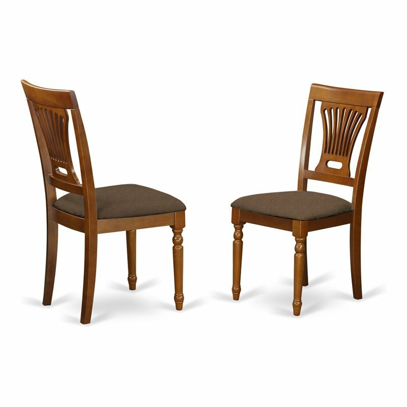 East West Furniture Plainville 37″ Fabric Dining Chairs in Brown (Set of 2)