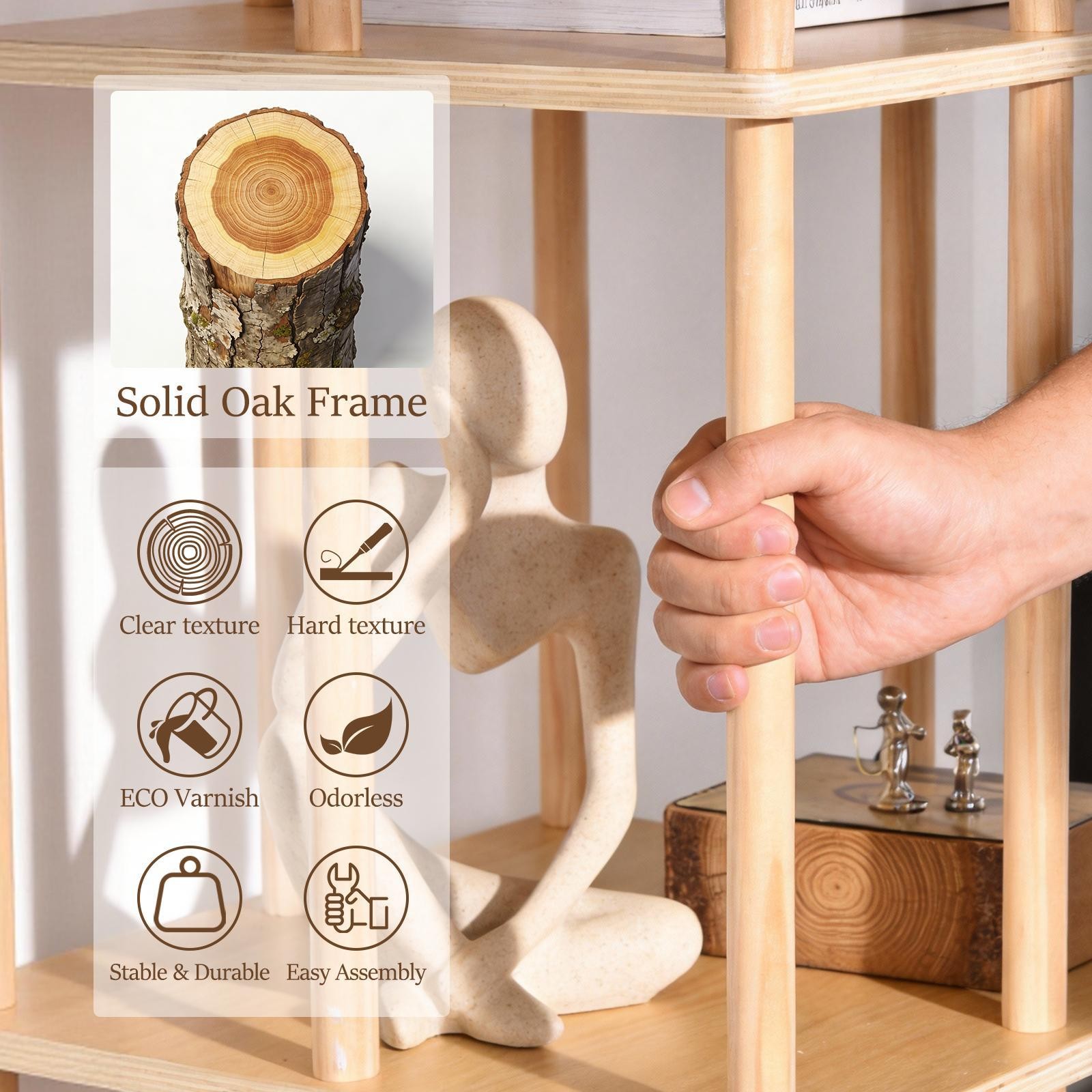 6 Tiers Corner Spinning Bookcase Organizer 360° Rotating Bookshelf Tower