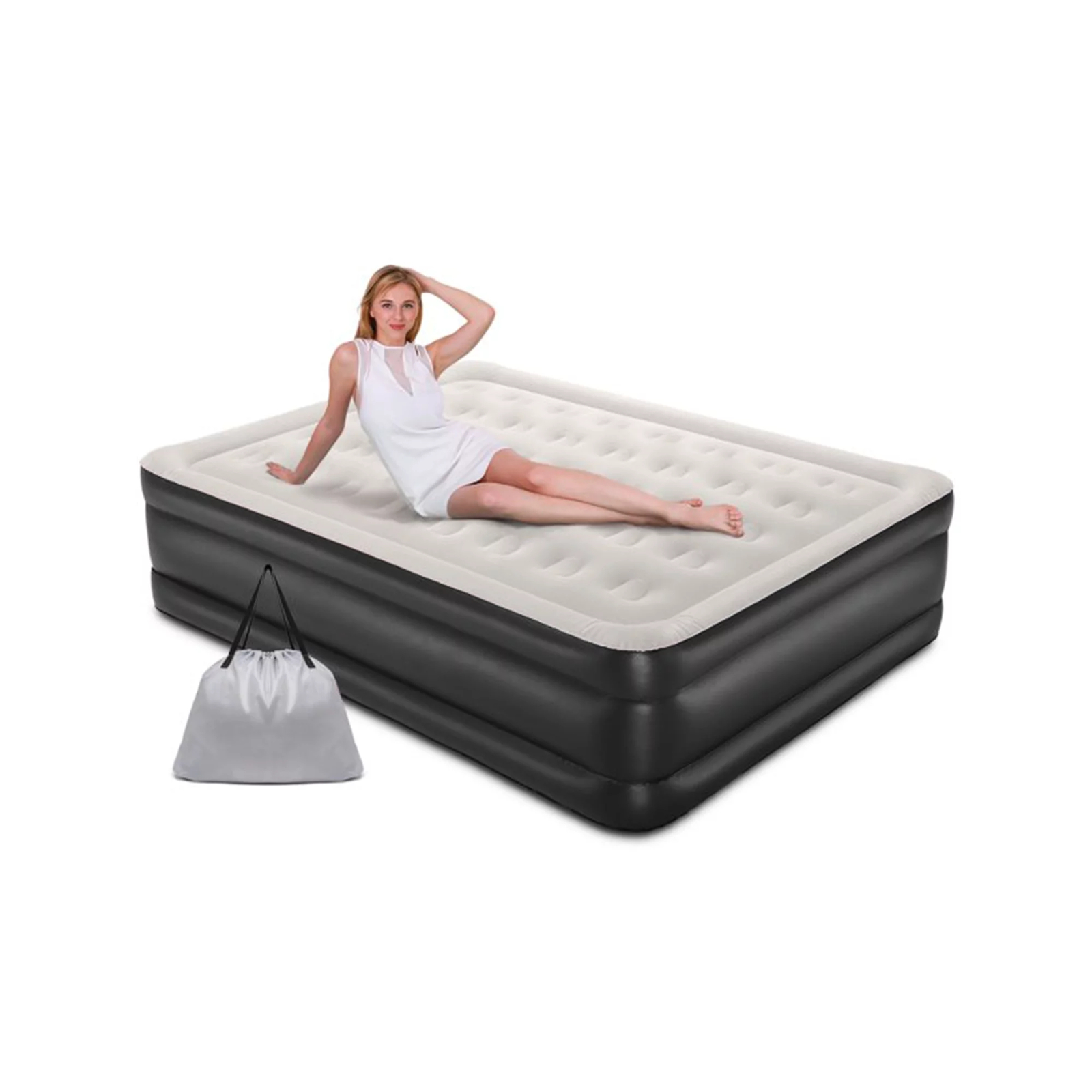 OlarHike WM042009US 18 inch Queen Size Air Mattress with Built in Pump, Black