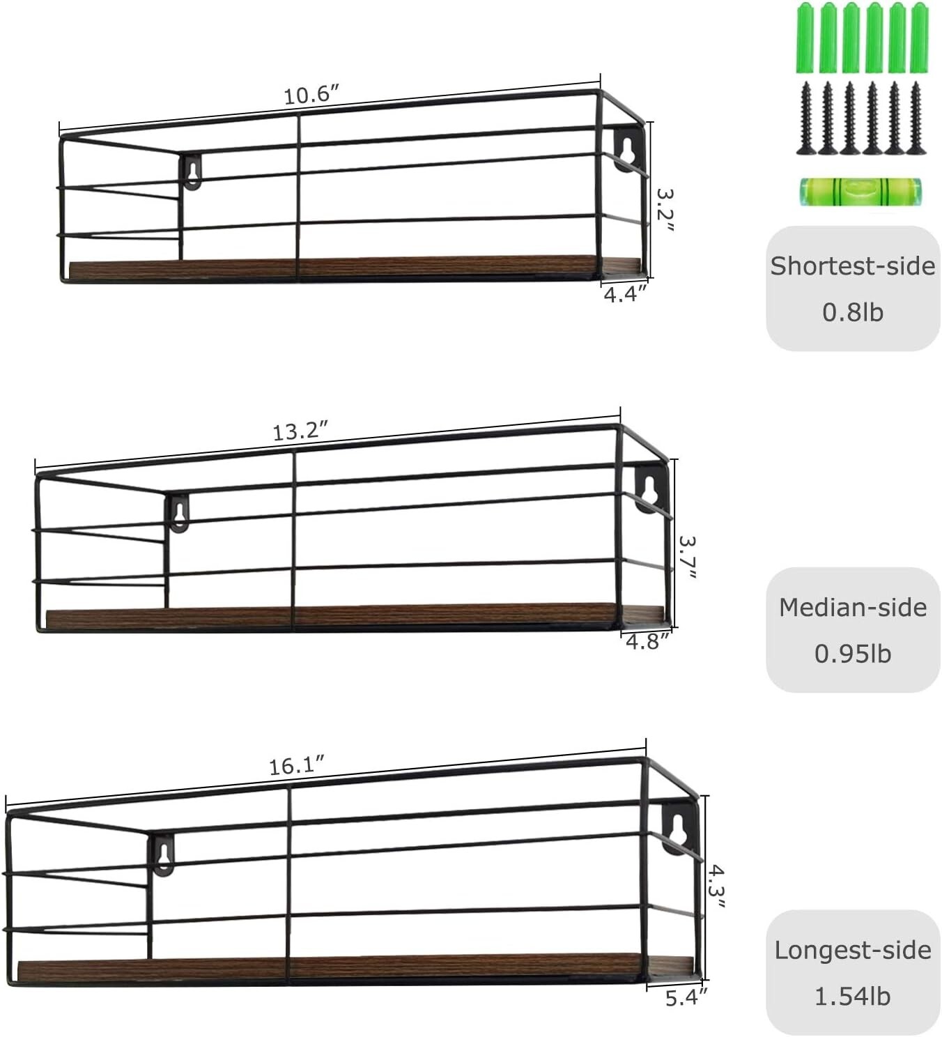 Floating Wall Shelves Set of 3 for Bathroom Living Room Bedroom Kitchen