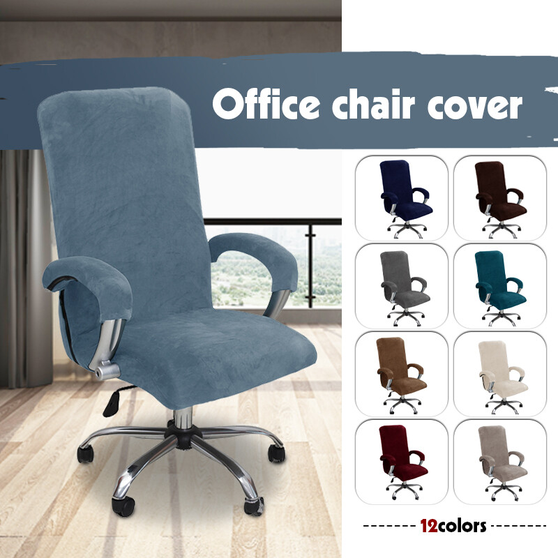 Velvet Fabric Stretch Office Computer Removable Washable Desk Chair Cover L/XL