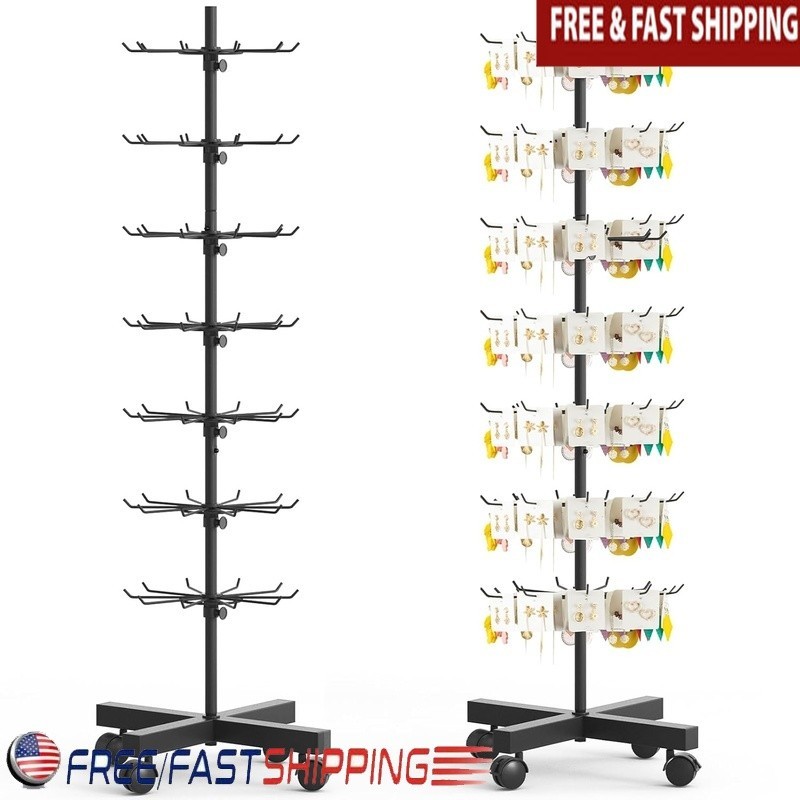 Rotating Display Rack Adjustable Multi-tier Organizer W/ Silent Wheels Products