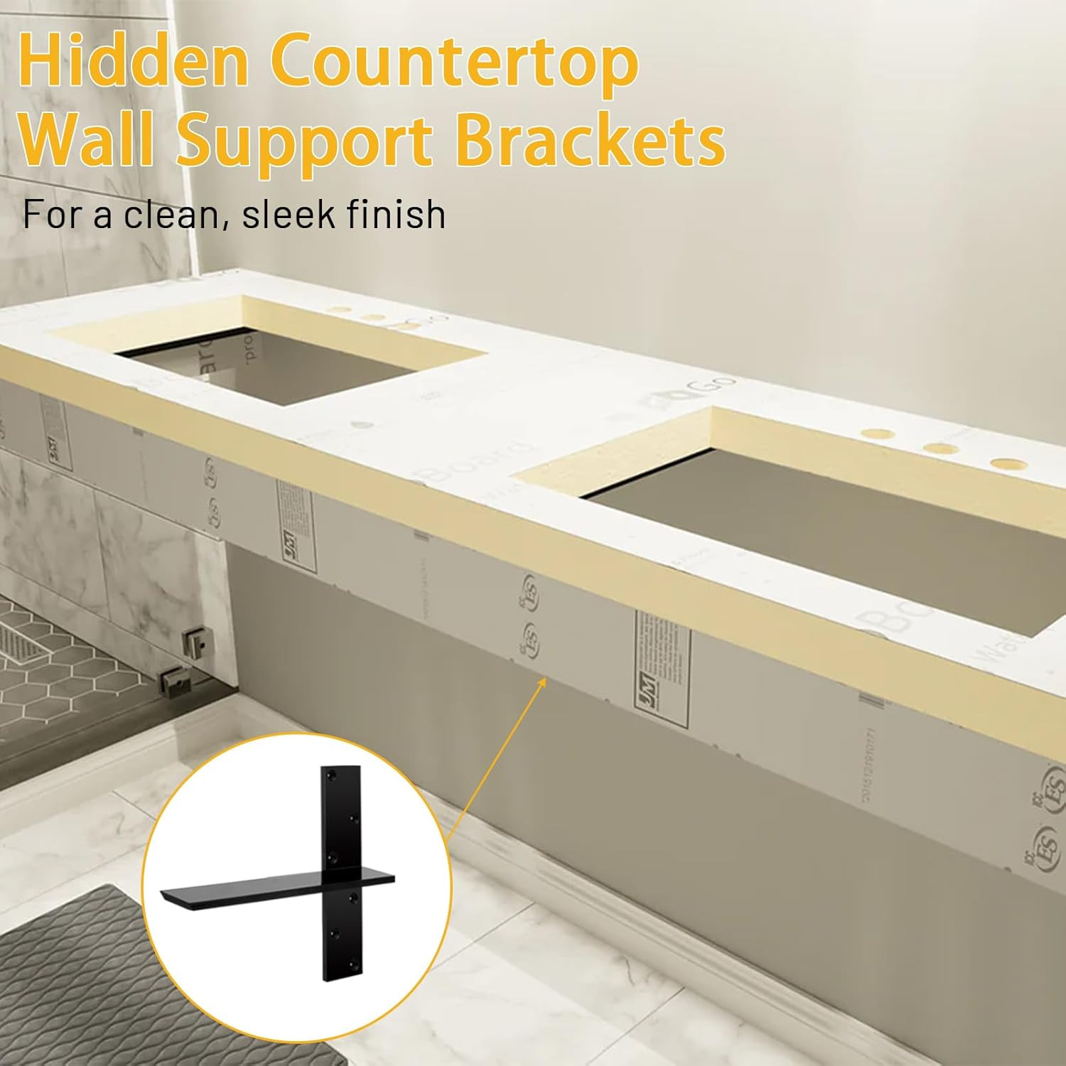 Sturdy 4-Pack Floating Shower Bench Brackets – Wall Mount Support System
