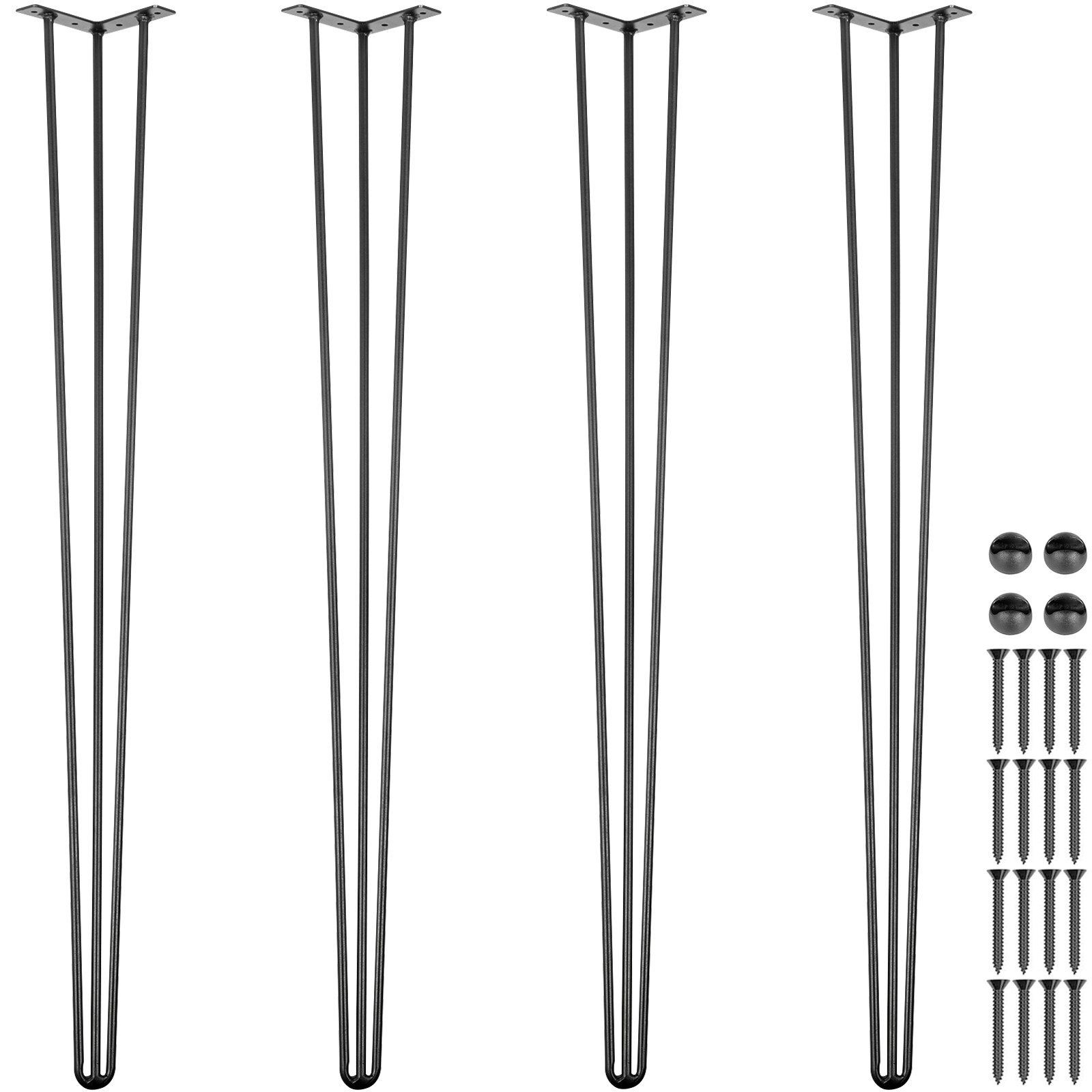 Hairpin Furniture Legs 36 in Height 220lb Rating 4 Legs Carbon Steel Black