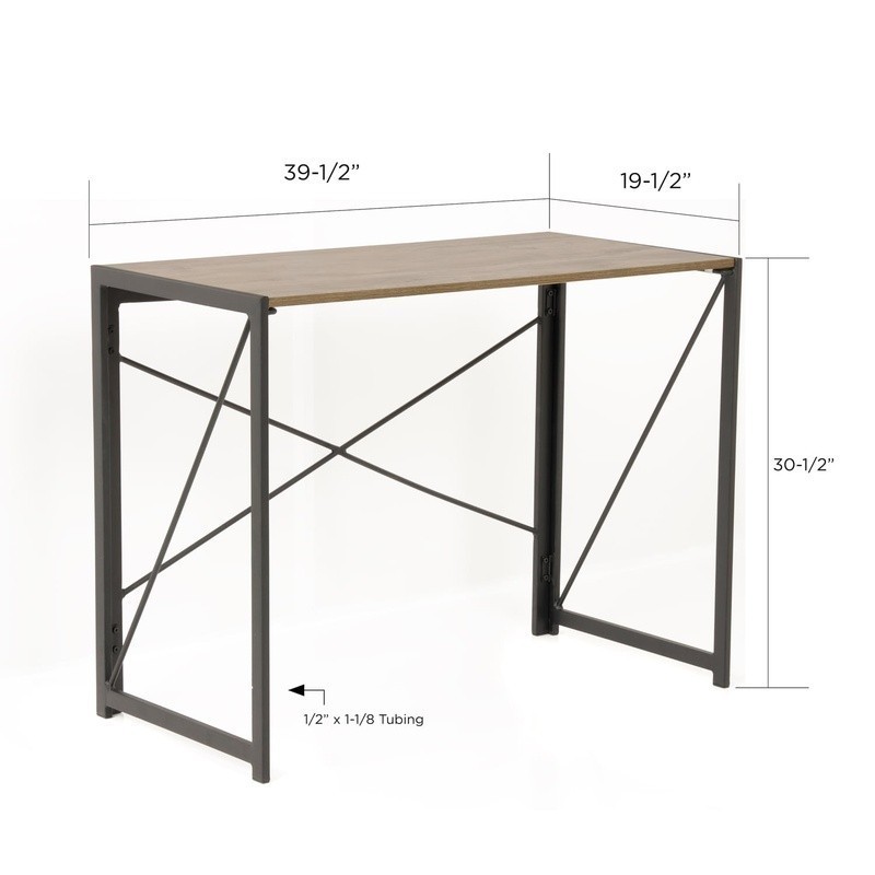 Metal Frame Wood Writing Desk Easy Assembly No Tools Required Collapsible