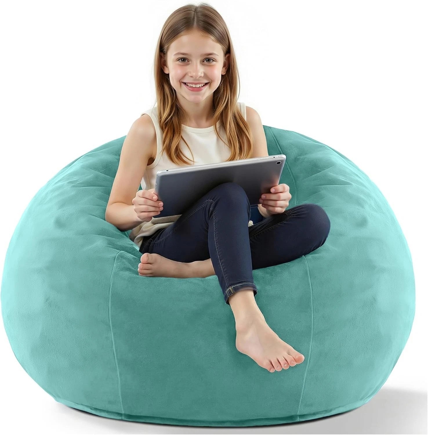 Luxurious 2FT Teardrop Bean Bag Chair in Aqua Ombre with Removable Cover