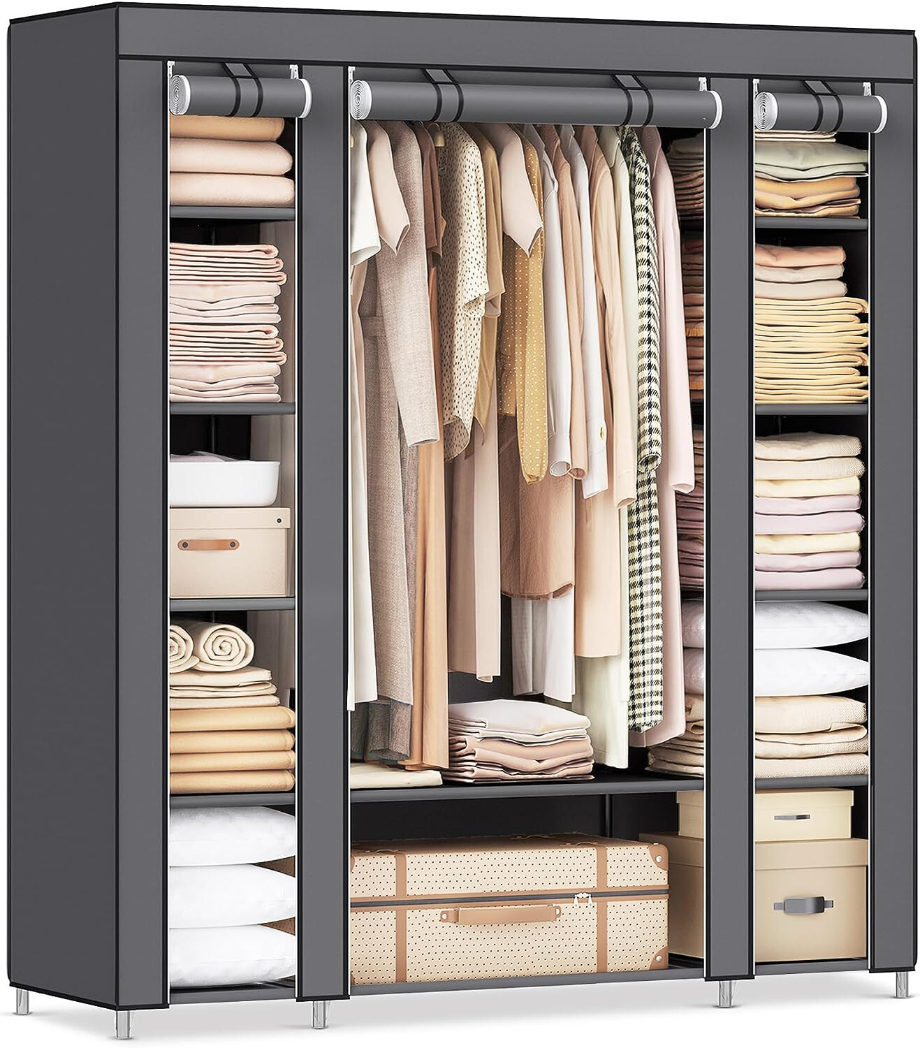 Portable Wardrobe Space Saving Modular Plastic Cupboard with Doors