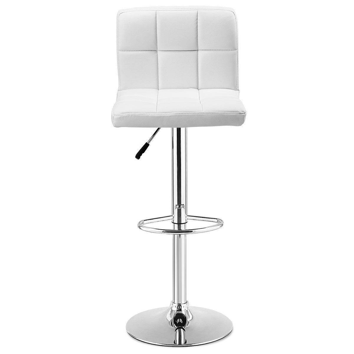 Adjustable PU Modern Bar Stool Swivel Barstools Kitchen Bistro Pub Chair White