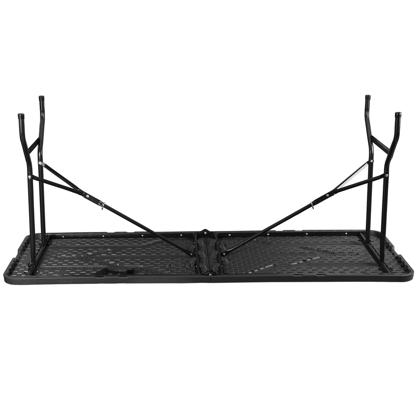 6Ft Folding Table Black Plastic Camping Picnic Table for Garden Backyard Kitchen
