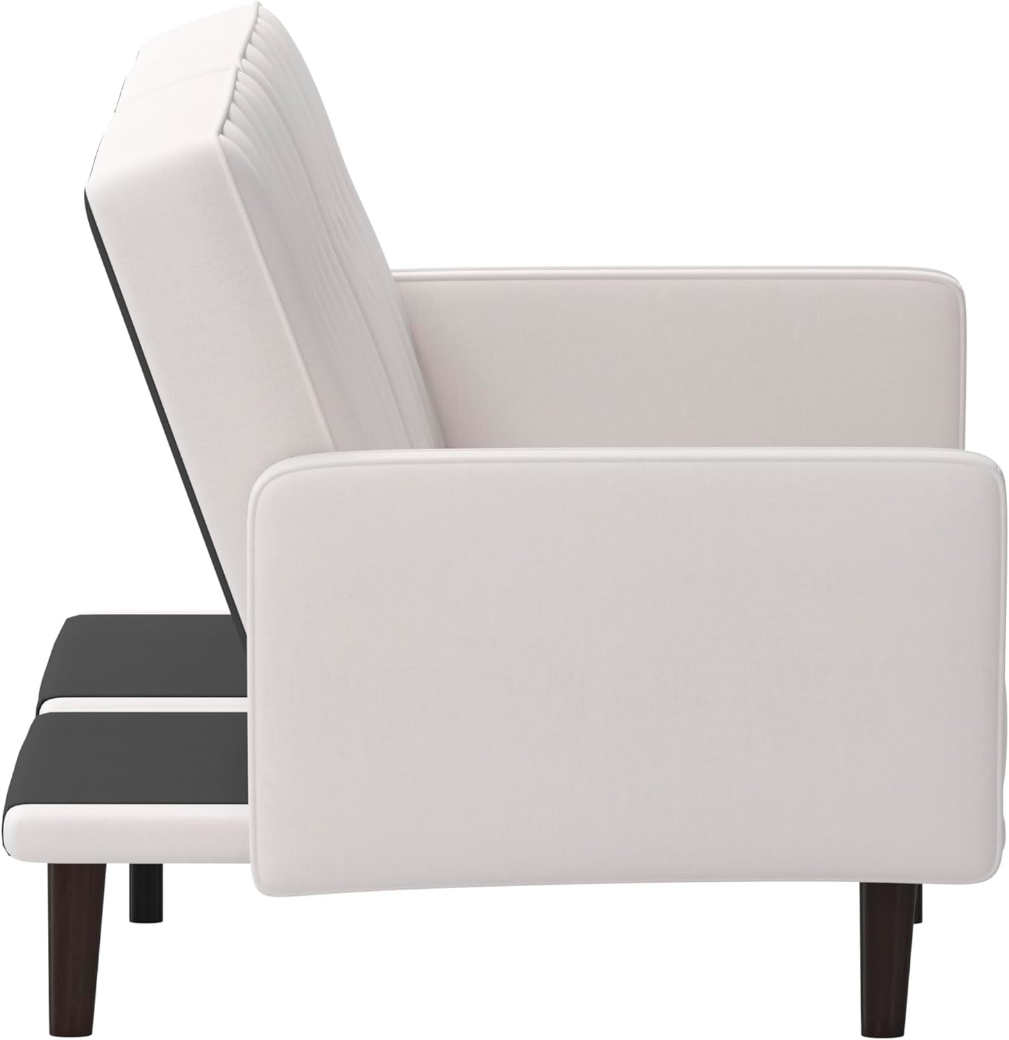 Carter Tufted Split Back Sofa Futon – Stone Faux Linen