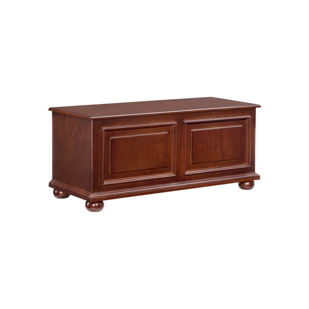 40.5″ Rectangular Cedar Chest Wood Cherry Finish Child Safe Hinges Raised Panels