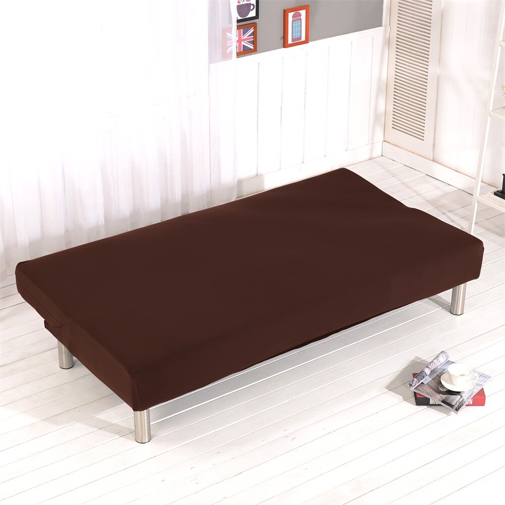 Solid Color Armless Sofa Bed Cover Stretch Futon Slipcover 3 Seater Couch Sofa