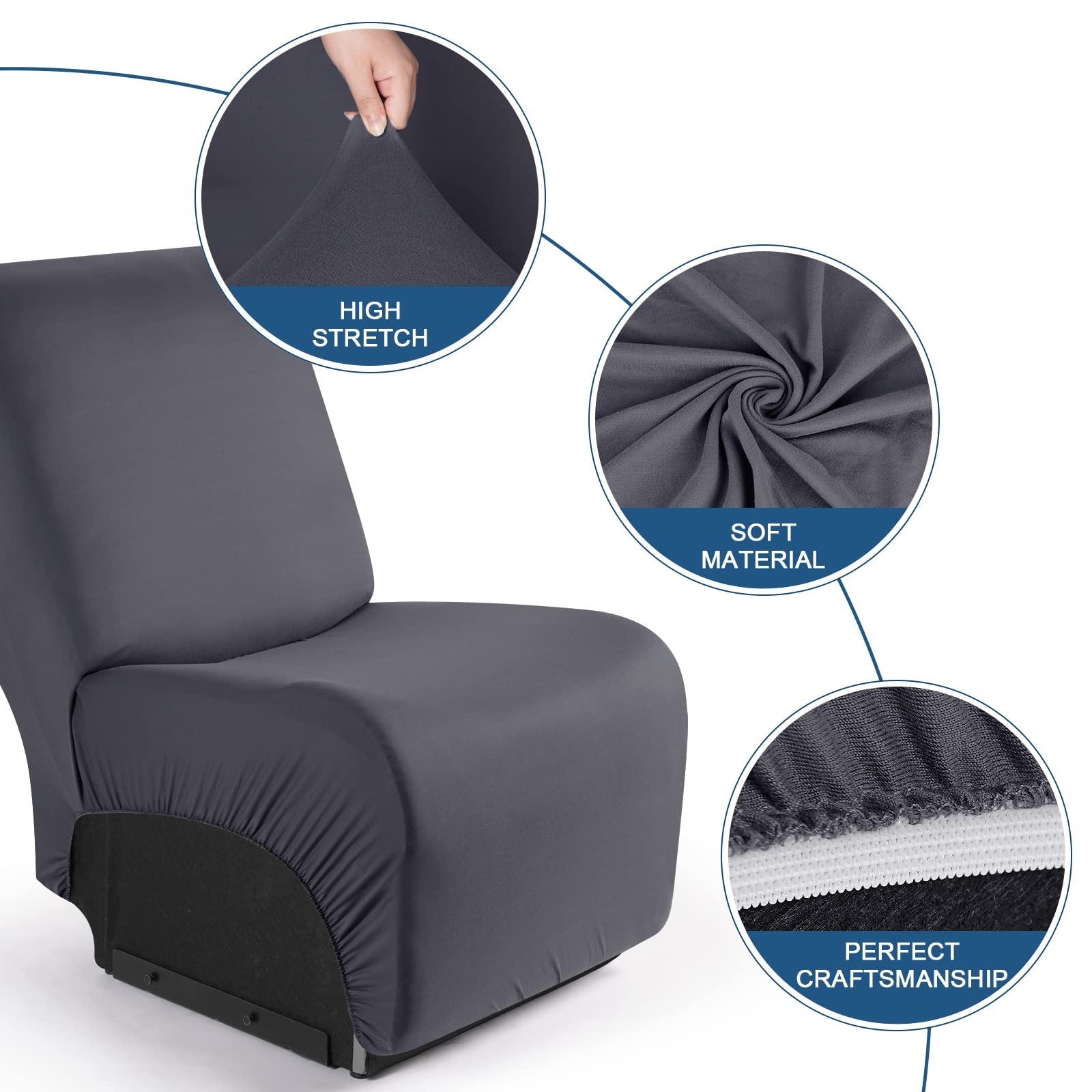 Recliner Chair Cover 3 Pieces Polyester Fabric Stretch Recliner Covers Softne…