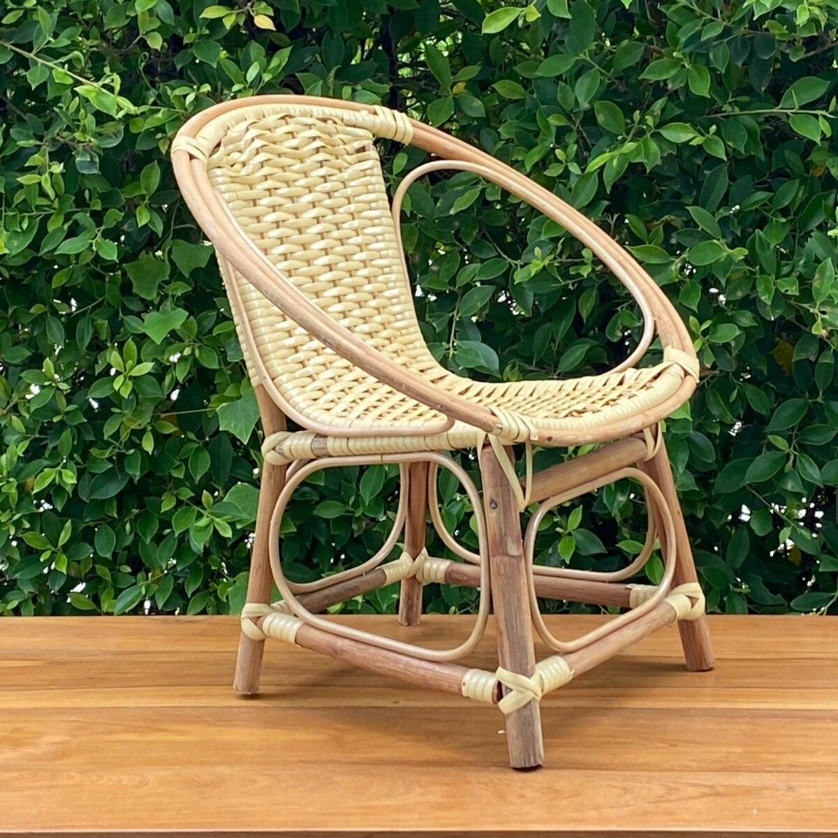 Rustic Thai Rattan Chair: Strong and Stylish, Perfect for Indoor and Outdoor Use