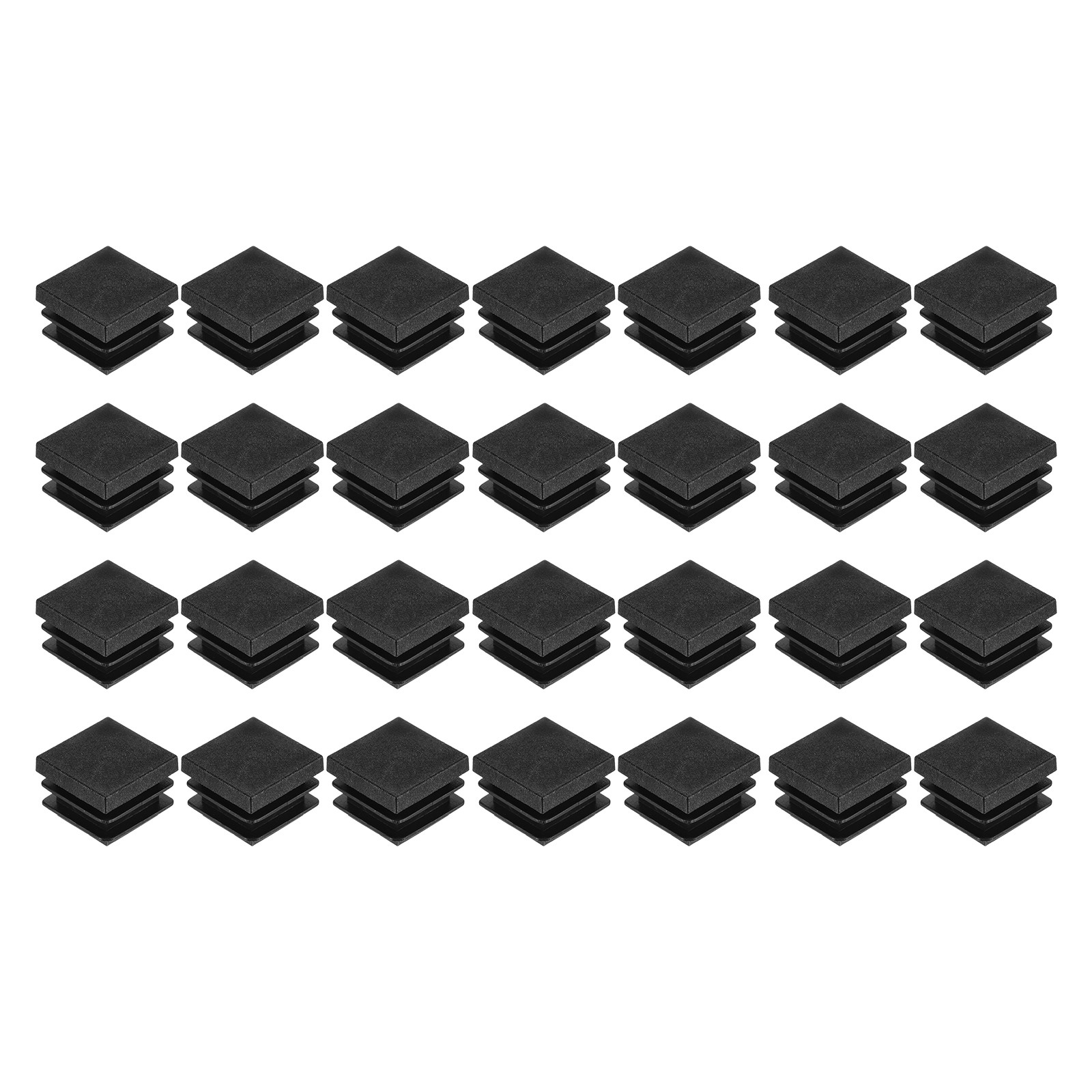 28Pcs Square Plastic Plugs 22 x 22mm PE Pipe Tubing End Caps for Tube Black