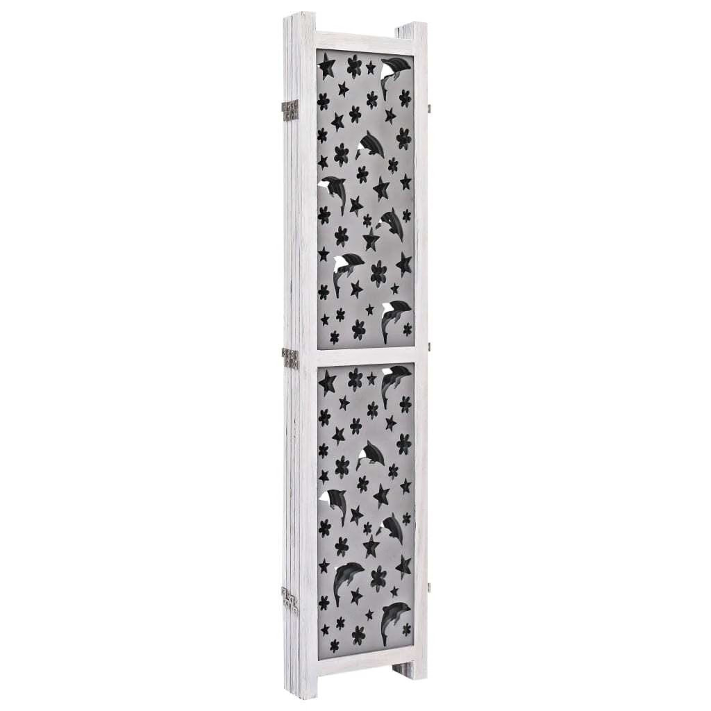 5-Panel Room Divider Gray 68.9″x65″ Solid Wood