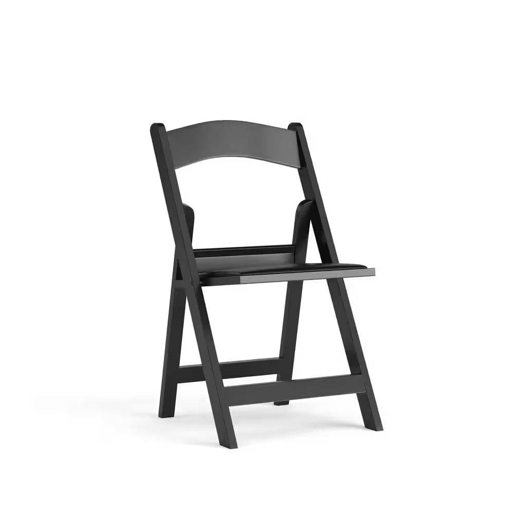 Resin Folding Chair Padded Seat Heavy Duty Event Chair 1000 Lb Black Chair