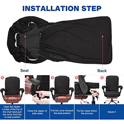 Stretchable Office Chair Cover with Armrest X-Large Jacquard Material Black