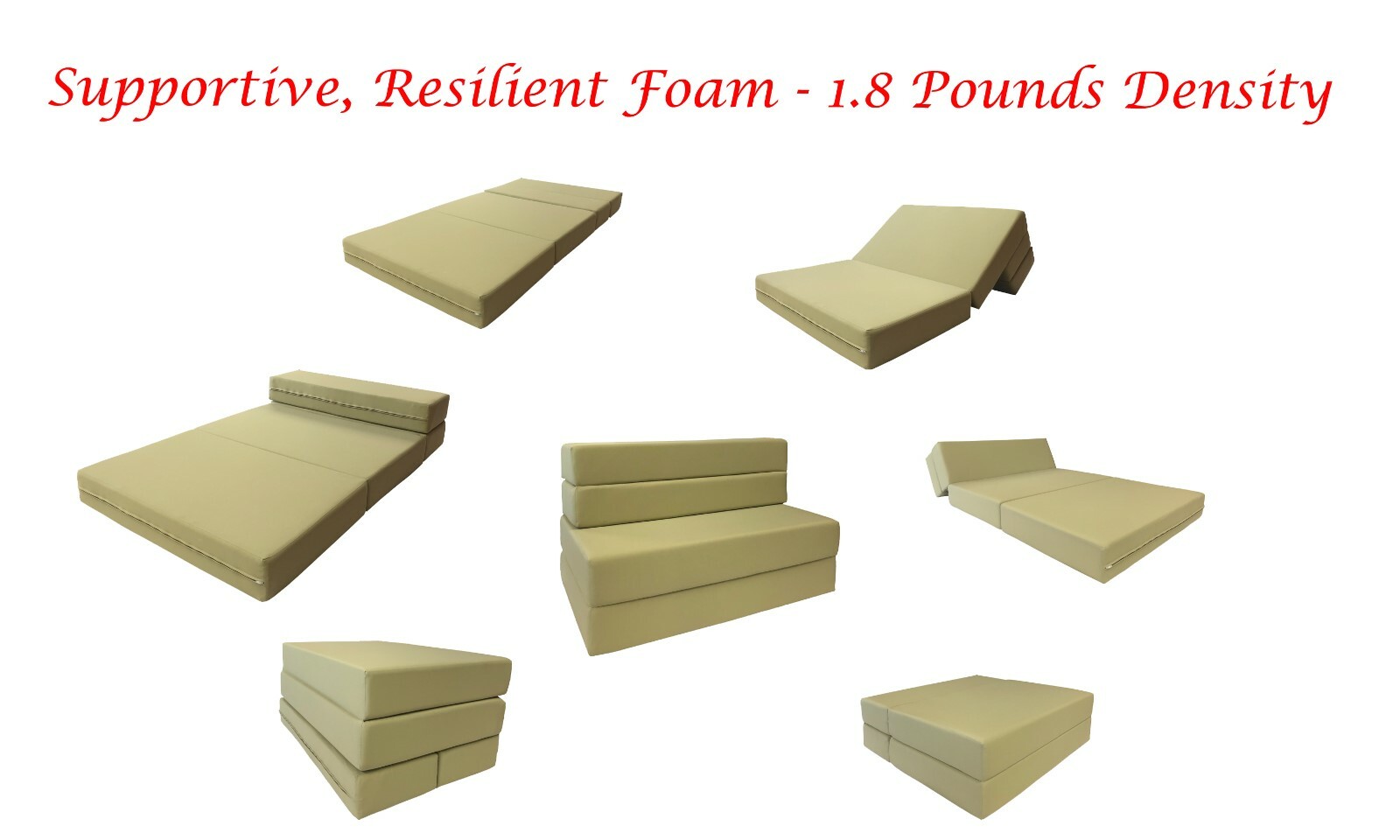 Full Folding Foam Mattresses, Chair, Sofa Bed, RV Mattress 6x54x75, Tan