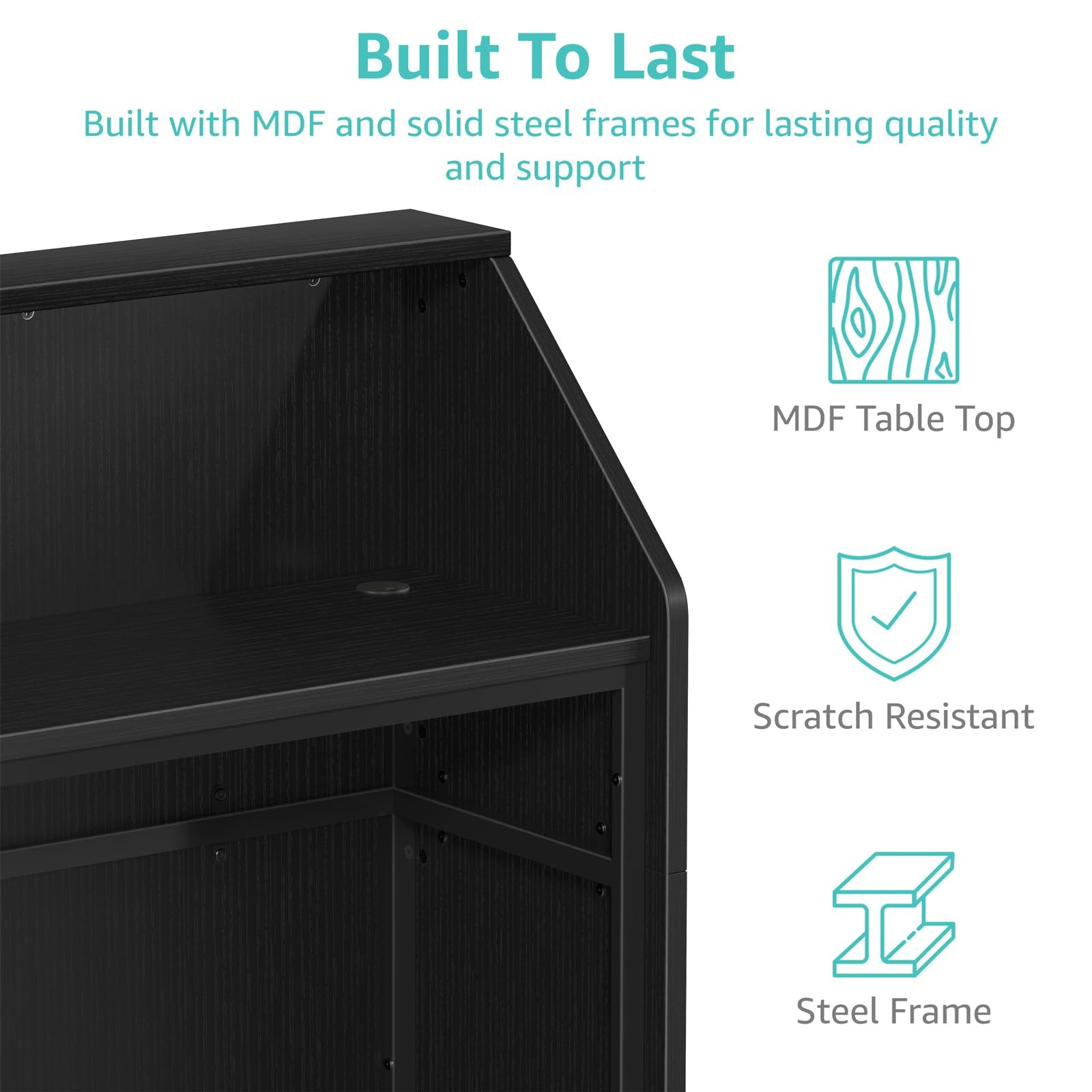 IGERI Small Black Reception Desk with Counter for Salon 31.5 Inch Front Moder…
