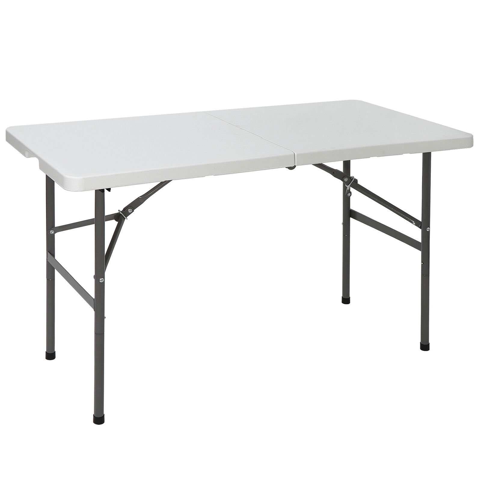 2PCS 4FT Plastic White Folding Table Beach Family Picnic with Carrying Handle