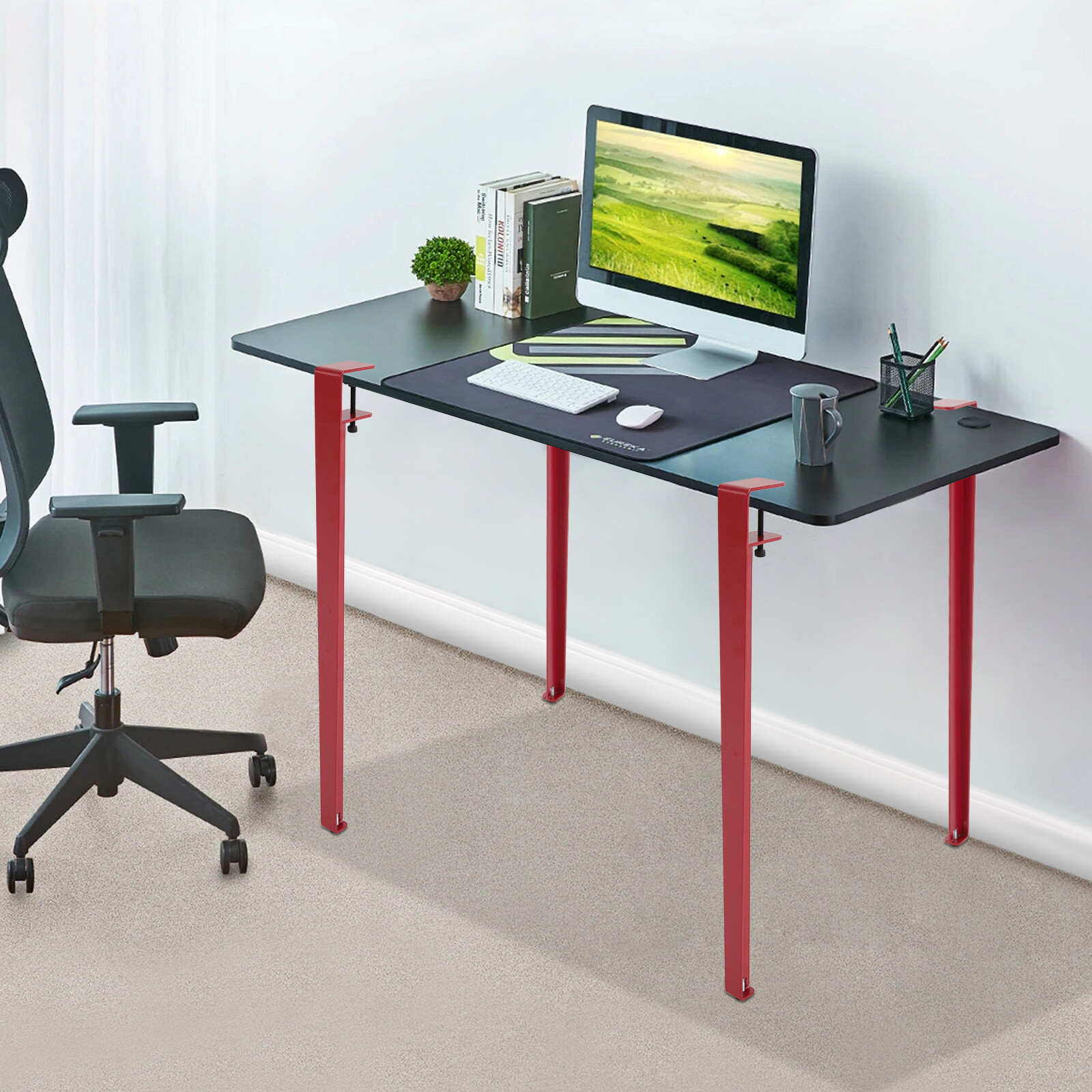 4pcs Adjustable Table Legs, Table Clamp Legs, F-shaped Table Legs Red