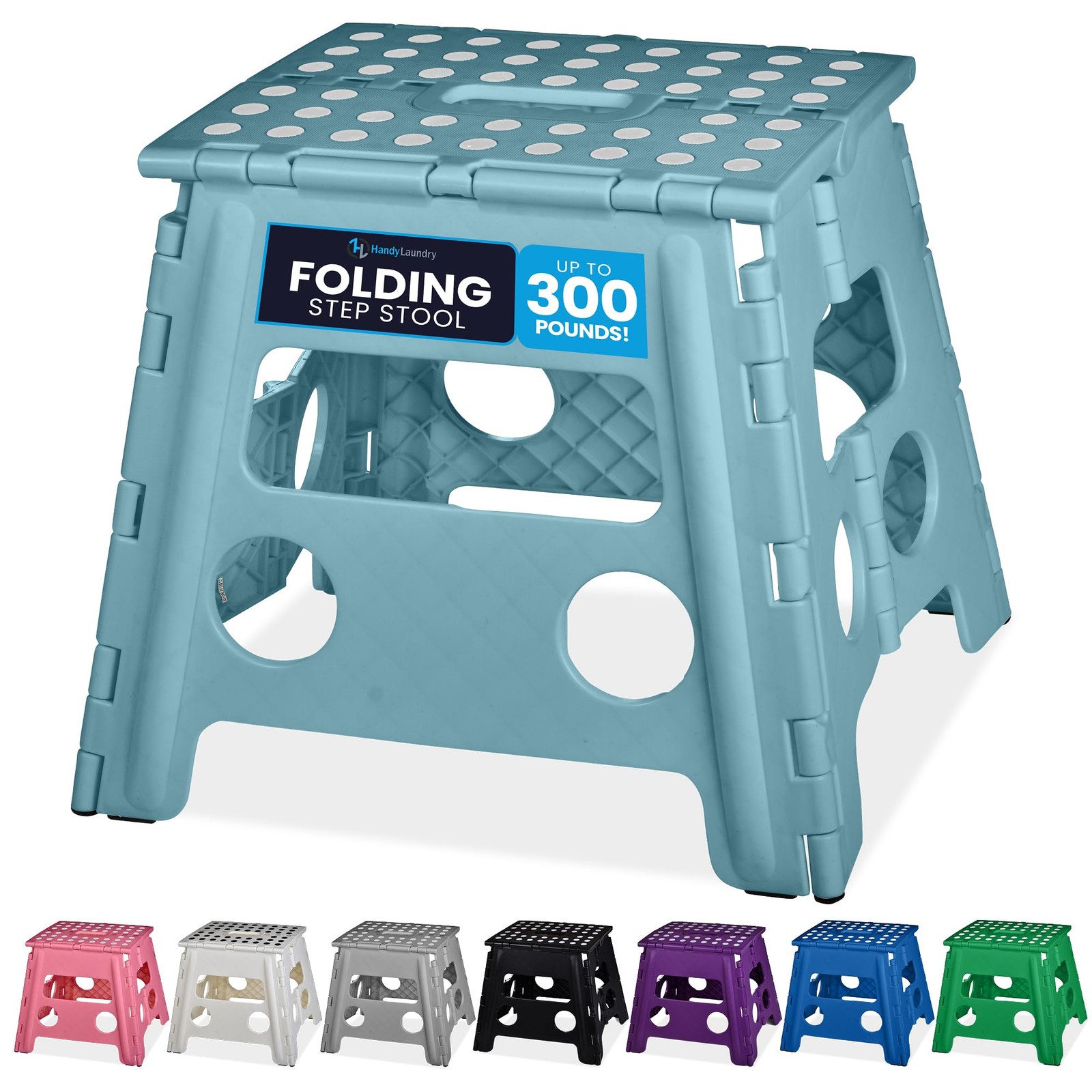 Laundry Folding Lightweight Step Stool Sturdy Support Adults Opens Teal 13 inch