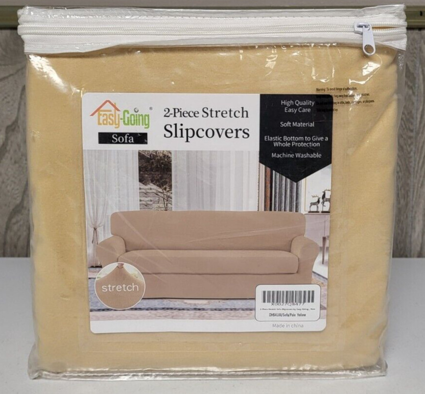 Easy-Going Stretch Sofa Slipcover 2-Piece Couch Furniture Protector Pale Yellow