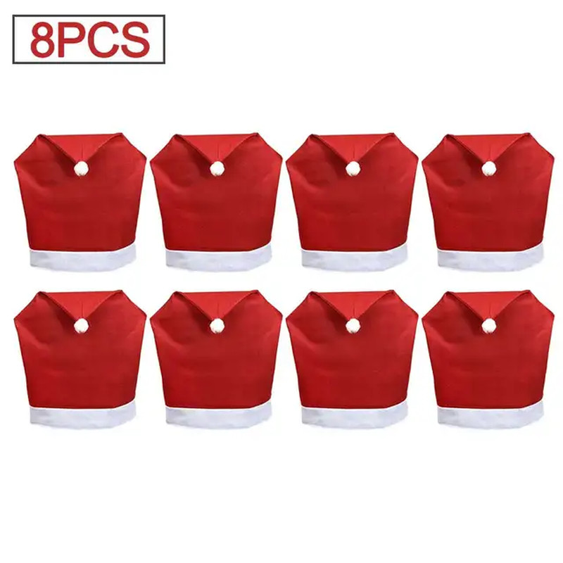2/4/6/8/10pcs Santa Hat Shaped Chair Cover Non-Woven Covers Christmas Decor NEW