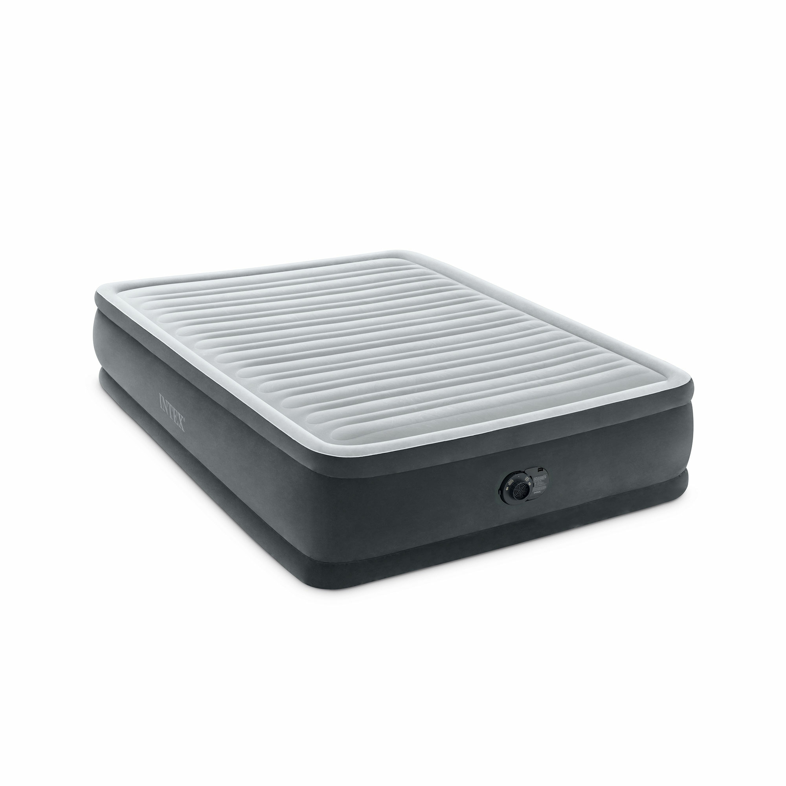 Intex 64413ED Elevated Dura Beam Fiber Tech Airbed w/ Built In Pump, Queen Size