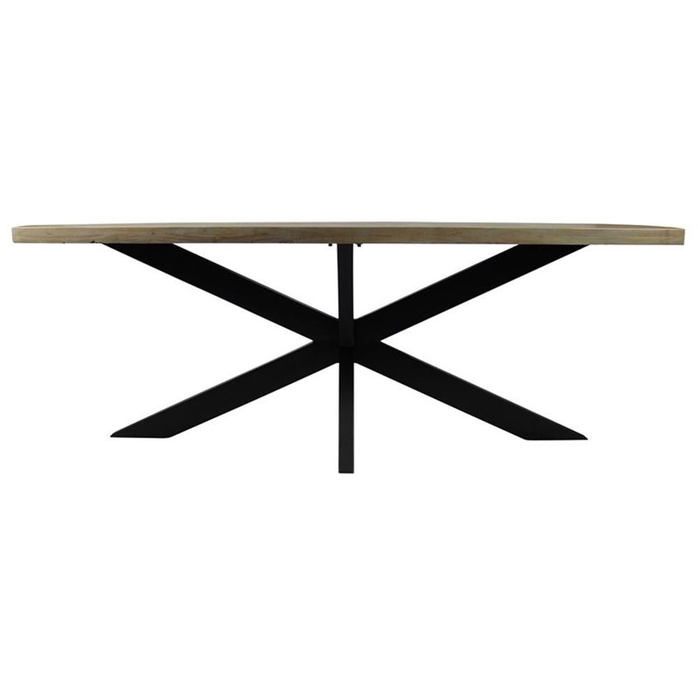 Redondo Felix Solid Wood Dining Table with Cast Iron Legs in Natural – 82″