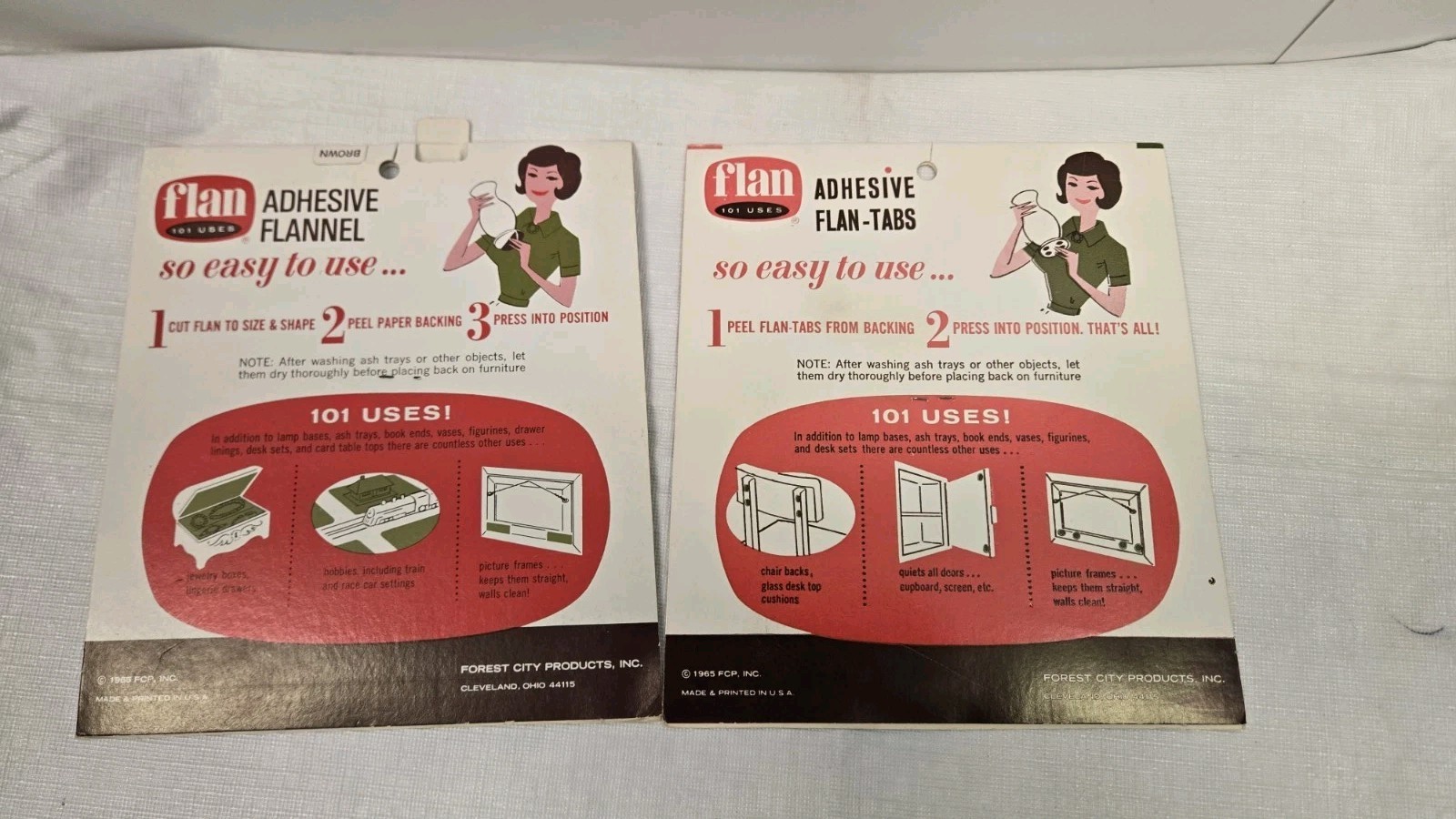 Vintage 1965 Flan Adhesive Tabs & Flannel Scratch Proofer Furniture Protector 2