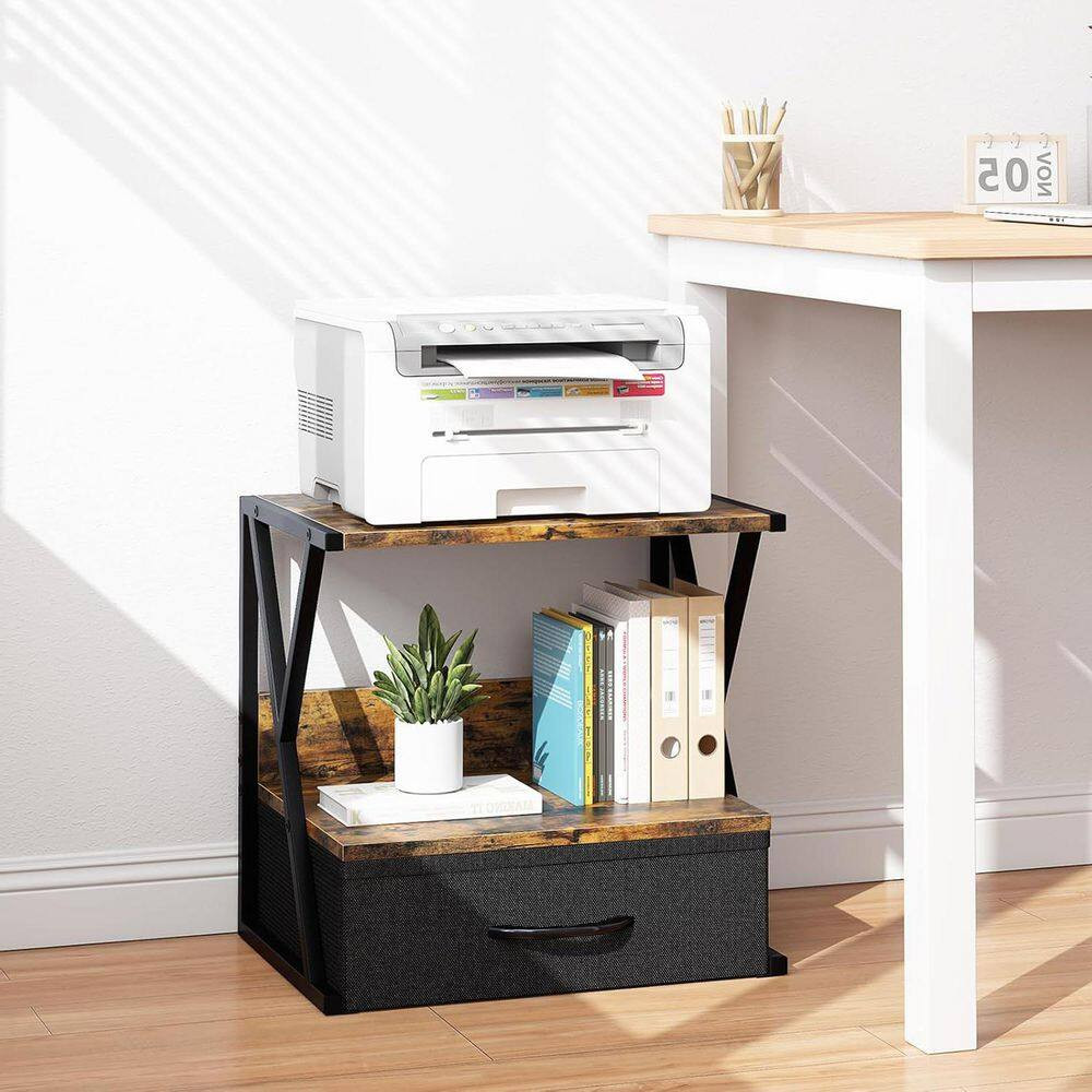 Rustic Brown 16.5 In. X 15.7 In. Wood Classic Desktop Shelf with Storage Drawer