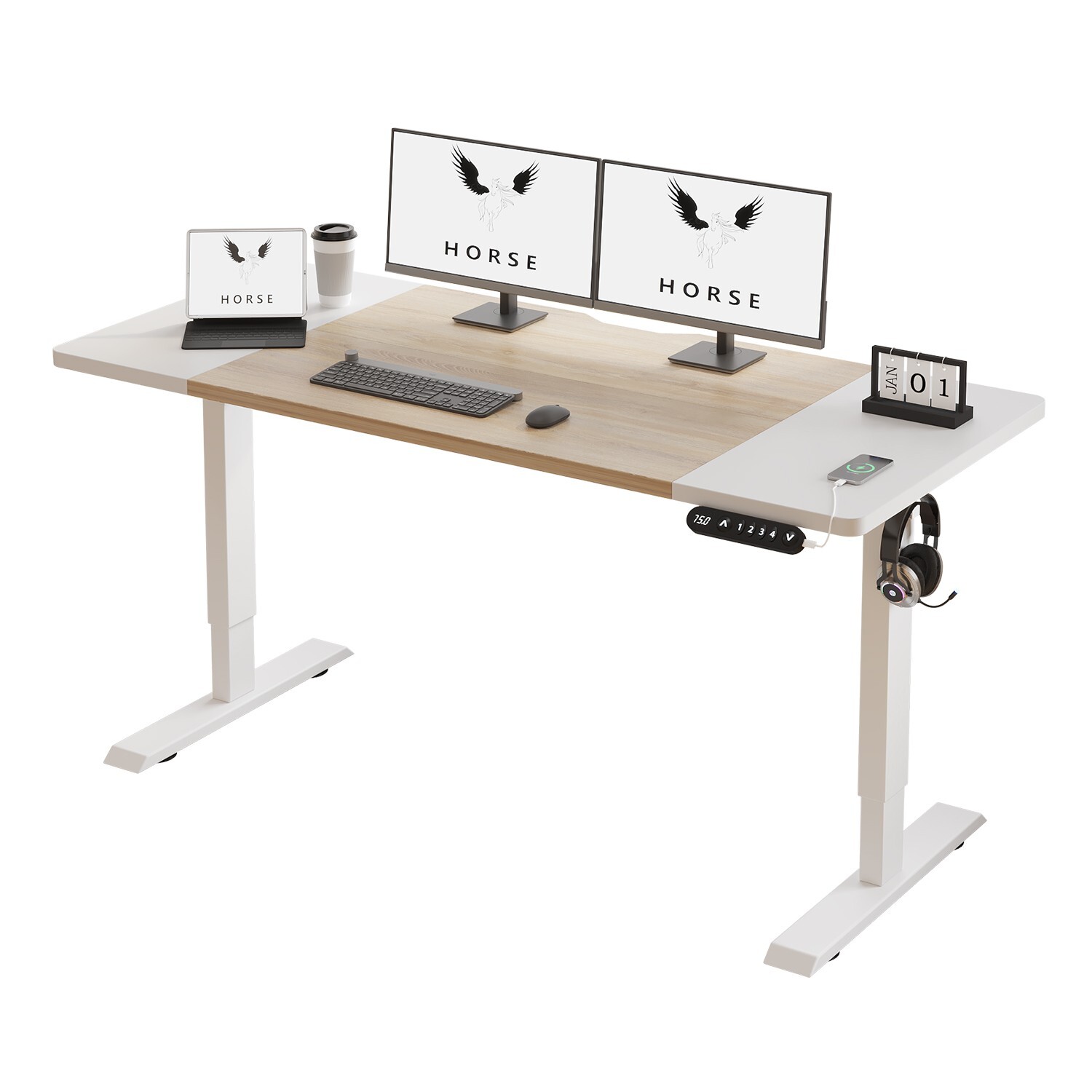 63″ Modernchamp Electric Standing Desk Height Adjustable Sit Lifting Home Table