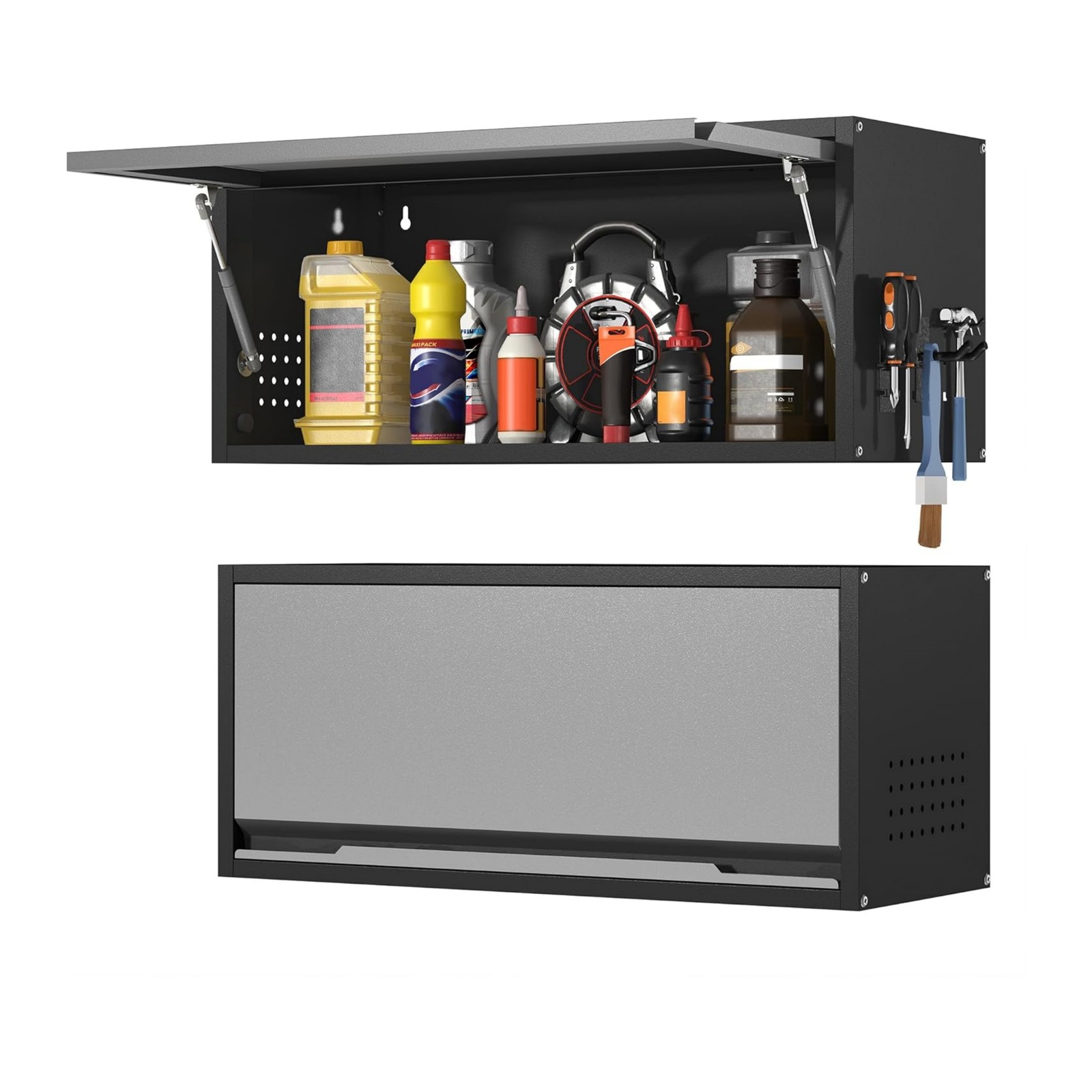 Metal Garage Wall Mounted Storage Cabinet w/Locking & Shelf Kitchen Wall Cabinet