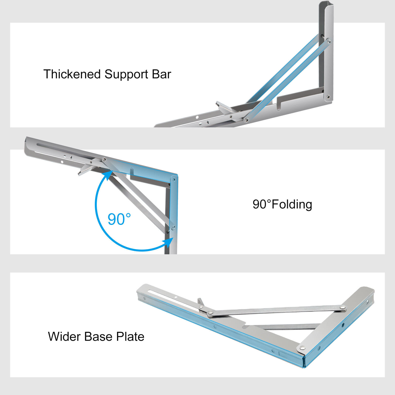 8-20″ Folding Shelf Brackets Wall Mounted Heavy Duty Triangle Shelf 2/4 Pack