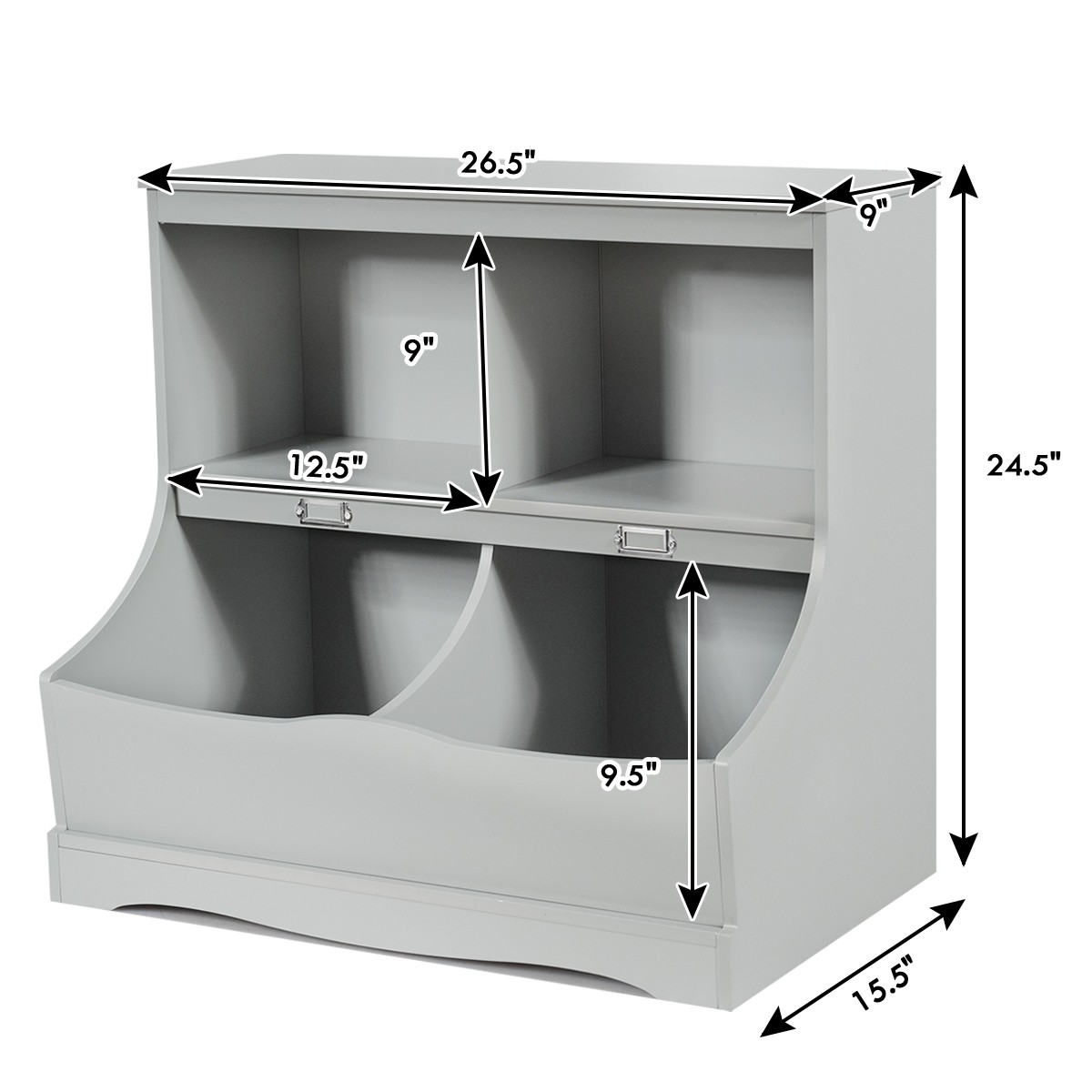 Children’s Multi-Use Bookcase Toy Storage Display Bin Kids Floor Cabinet Grey