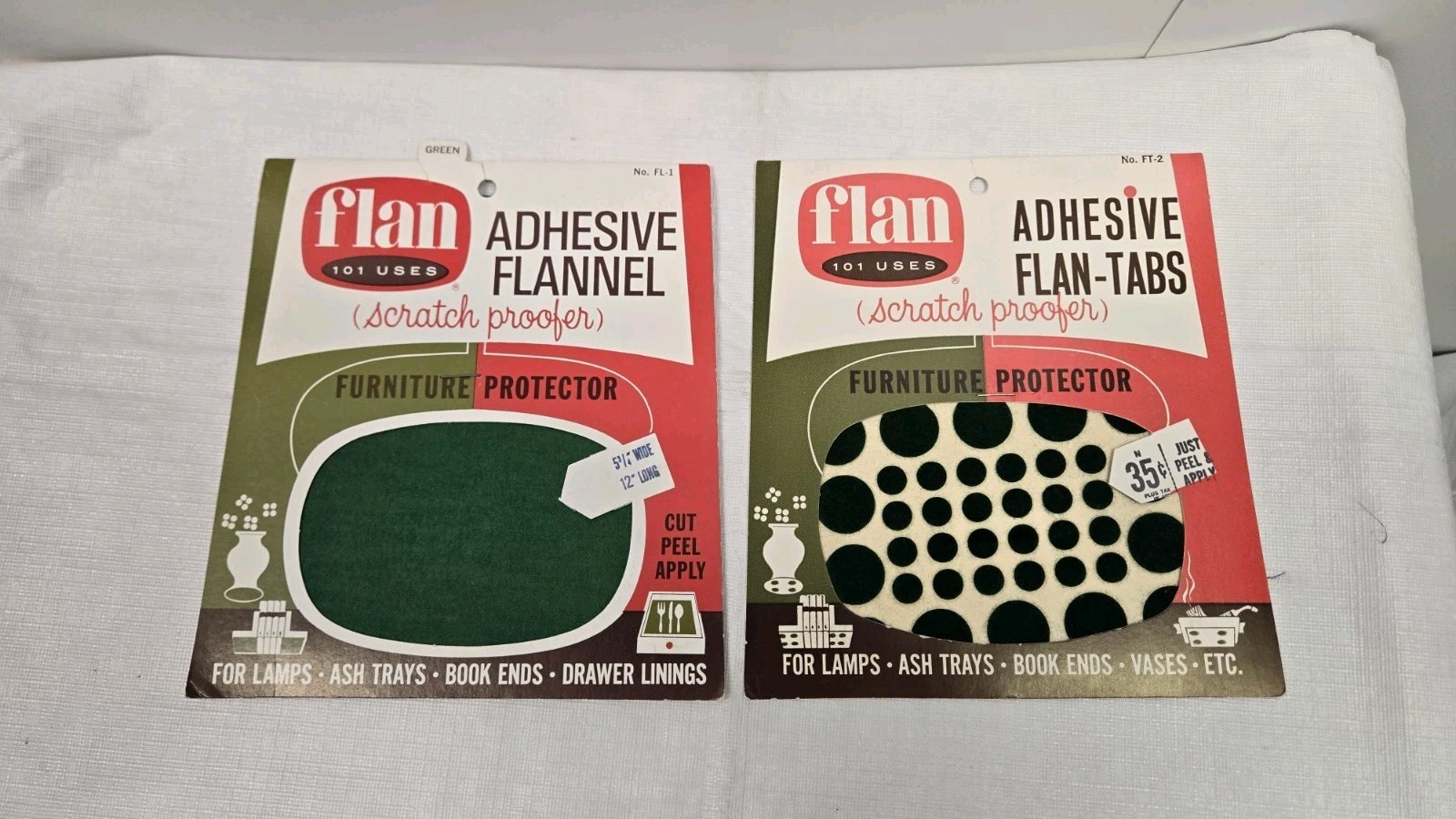 Vintage 1965 Flan Adhesive Tabs & Flannel Scratch Proofer Furniture Protector 2