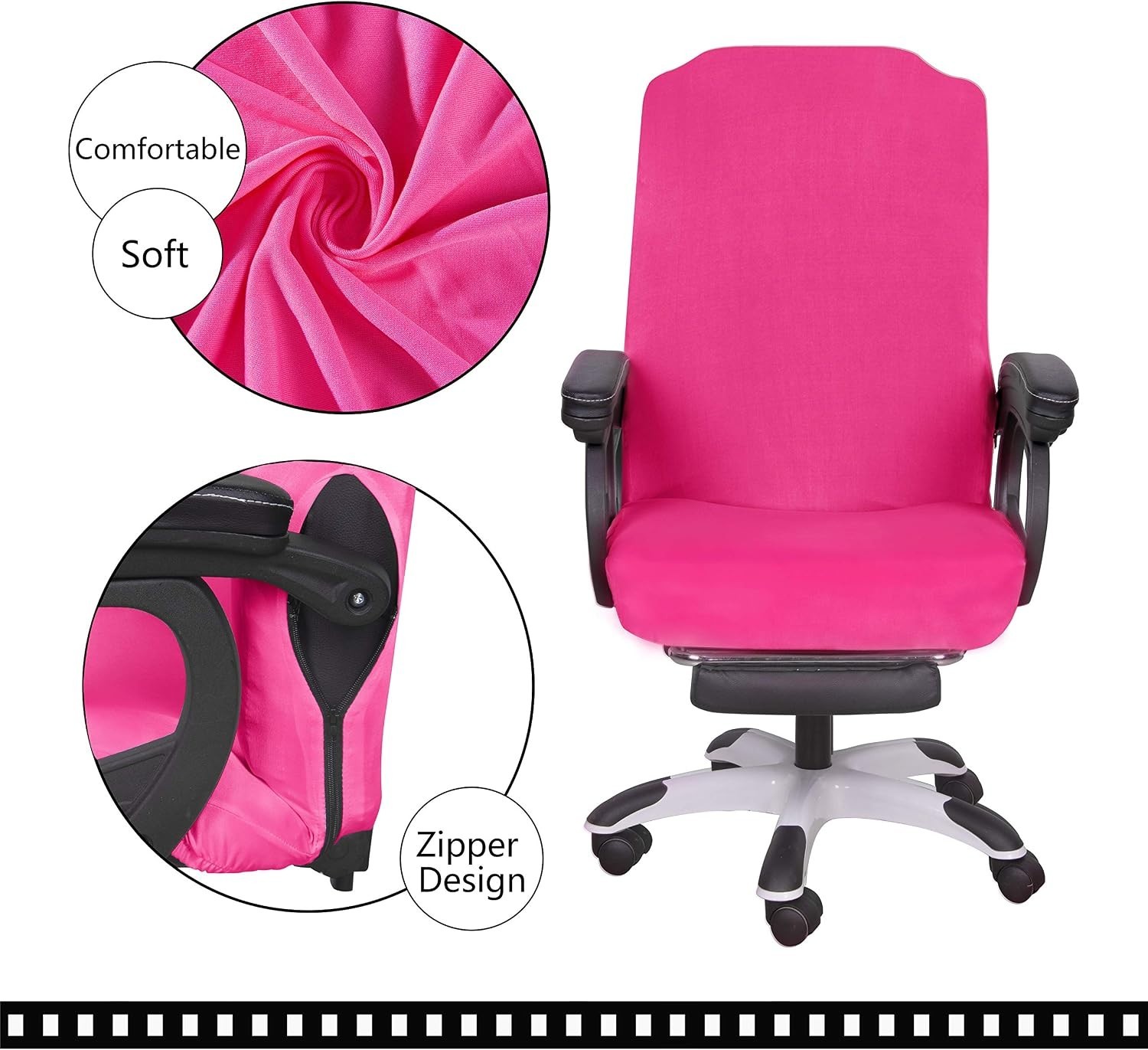 Stylish Dark Pink Office Chair Protector with Zipper Closure for Convenience
