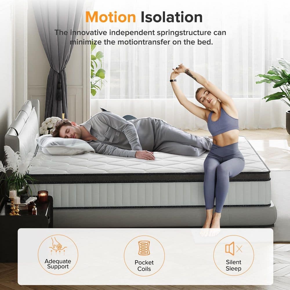 Babo Care Queen Medium Hybrid Memory Foam 14″ Hypoallergenic Breathable Mattress