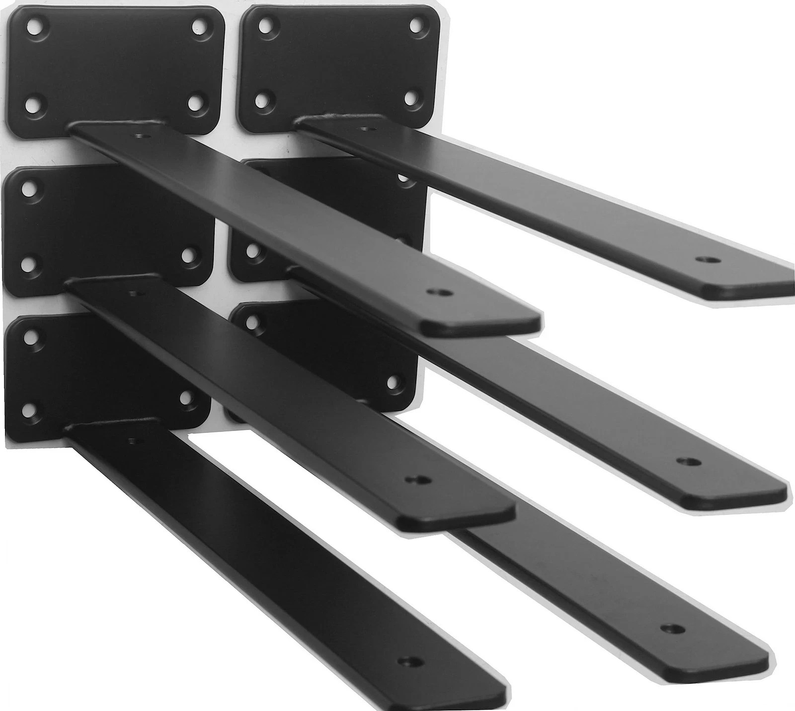 6 Pack 10 inch Black Hidden L Shelf Bracket 1/5 Inch Thicked Iron Floating S…
