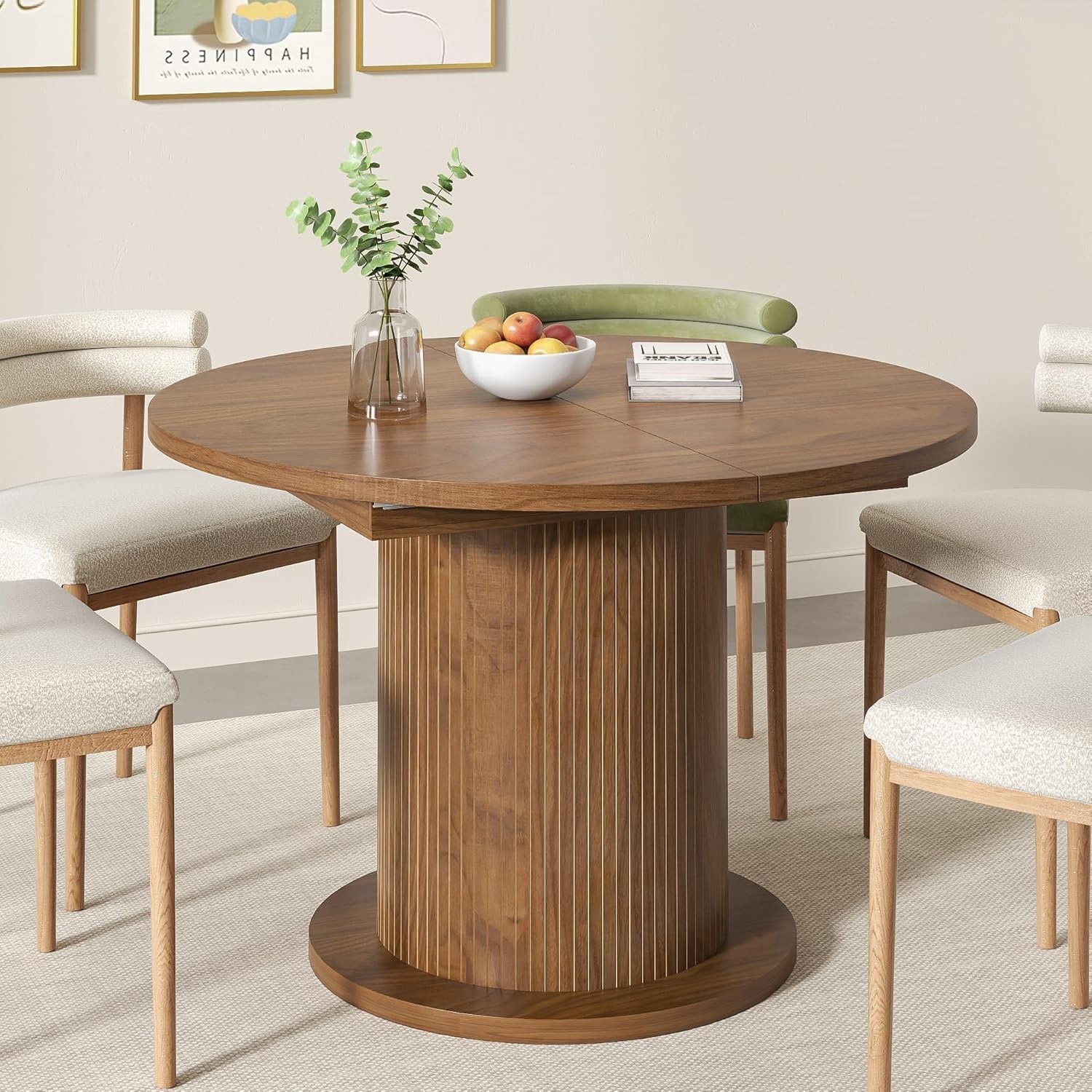 43.3 inch 59 inch Adjustable Size Round Dining Table 4 6 Unique Design Modern
